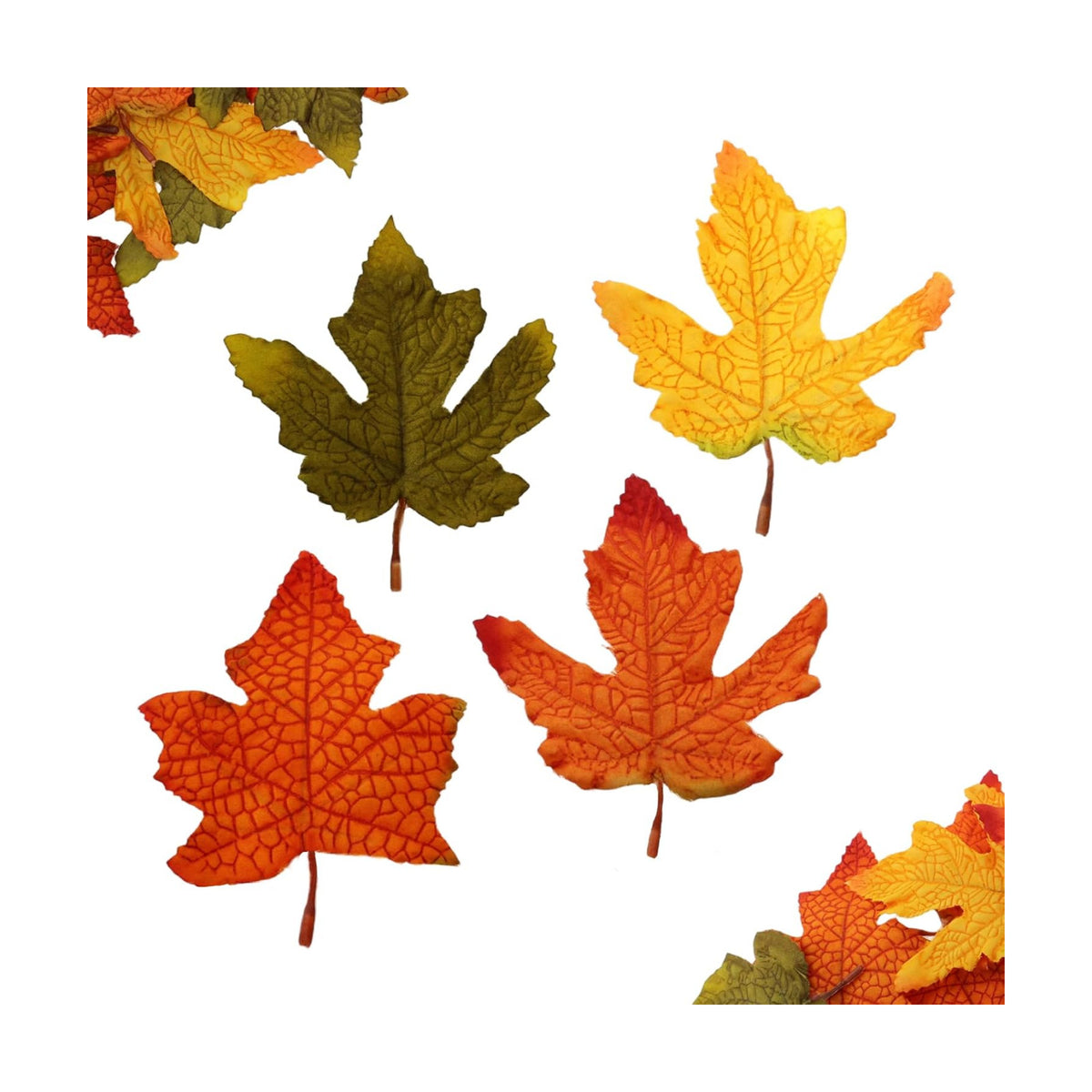 100 Pcs Artificial Maple Leaves Bulk (Small-Leaf 4-Color Assorted)