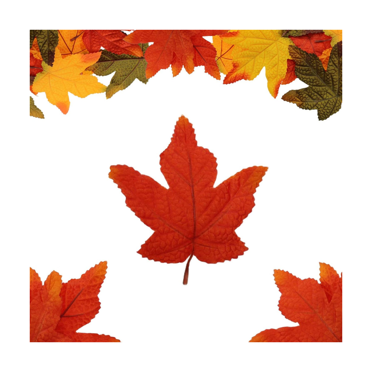 100 Pcs Artificial Maple Leaves Bulk (Medium-Leaf Orange Red‌)