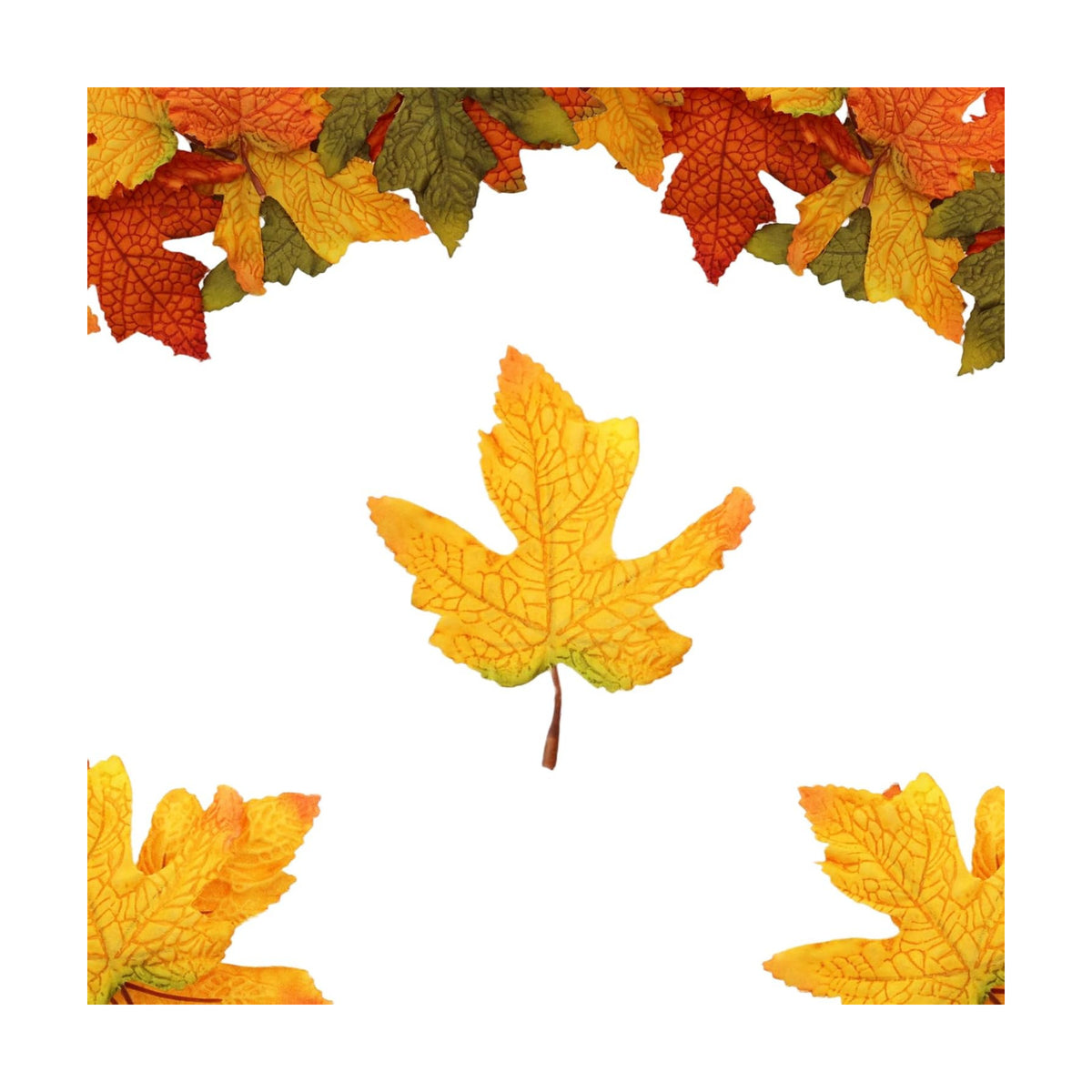 100 Pcs Artificial Maple Leaves Bulk (Small-Leaf Yellow)