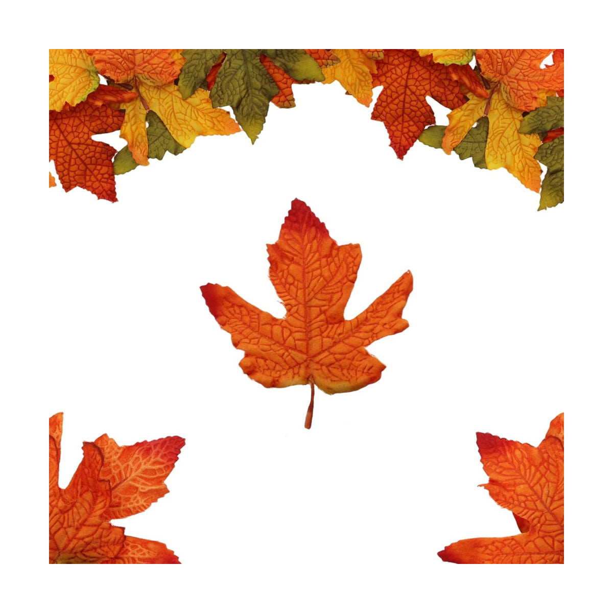 100 Pcs Artificial Maple Leaves Bulk (Small-Leaf Orange Yellow)