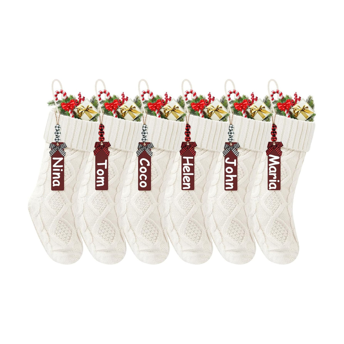 Christmas Stockings 18 Inches,Long Knitted Stocking with Name Tags