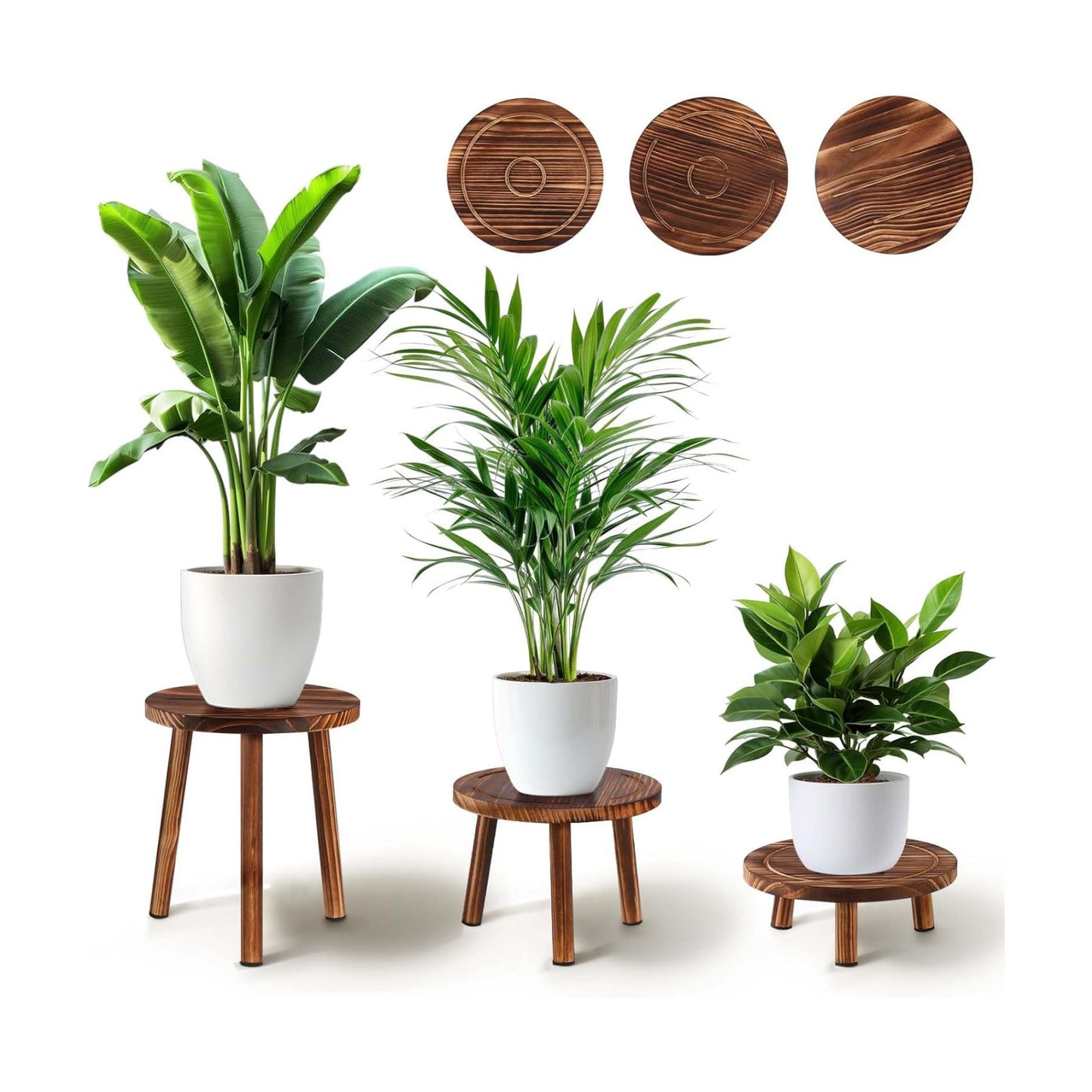 Wood Plant Stands Indoor Outdoor / 1tier-3set / 11 Inch / Set of 3