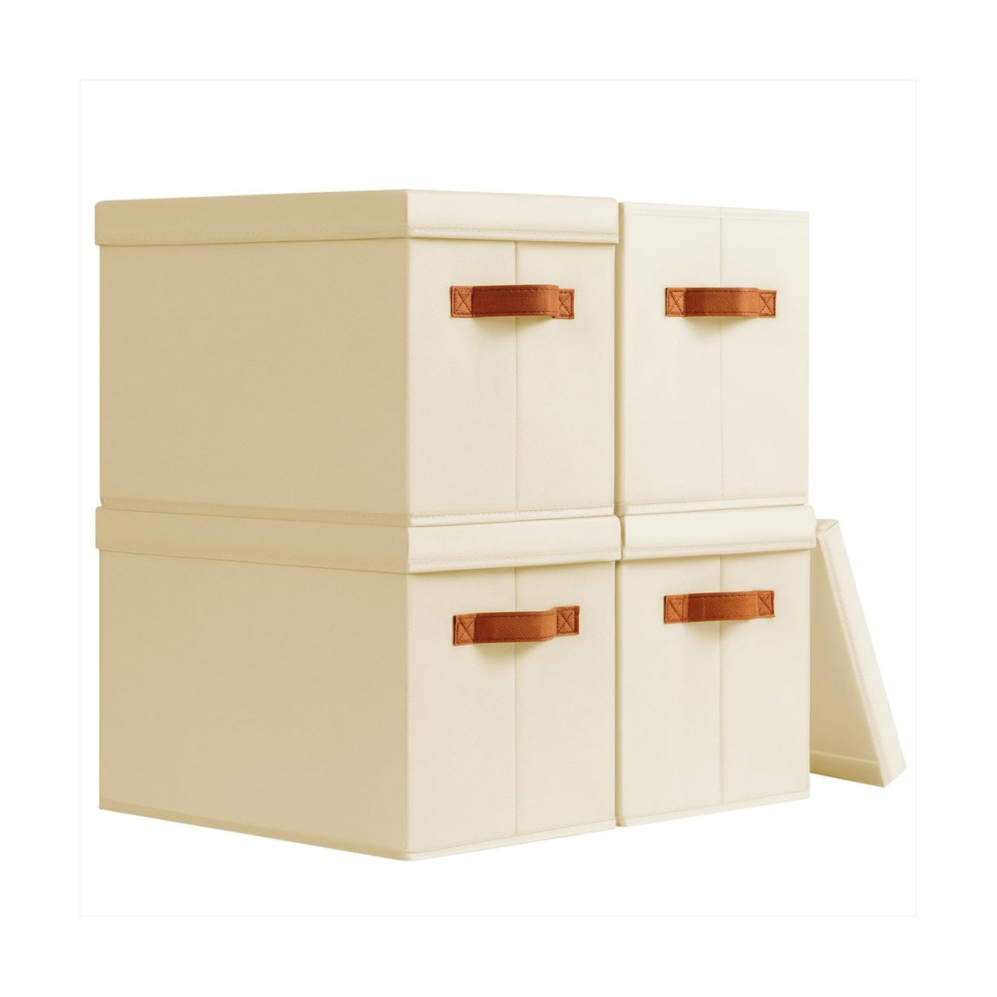 Storage Bins / Fabric Storage Baskets / Beige / L / Set of 4