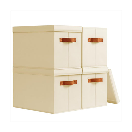 Storage Bins / Fabric Storage Baskets / Beige / L / Set of 4