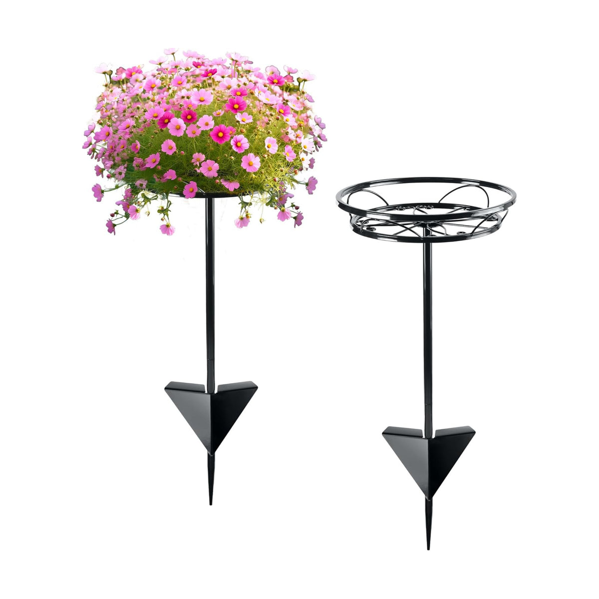 Tellingyou 4 Pack Adjustable Outdoor Flower Pot Stand, Plant Stands(Black) | Metal, Spring Summer Versatile Plant
