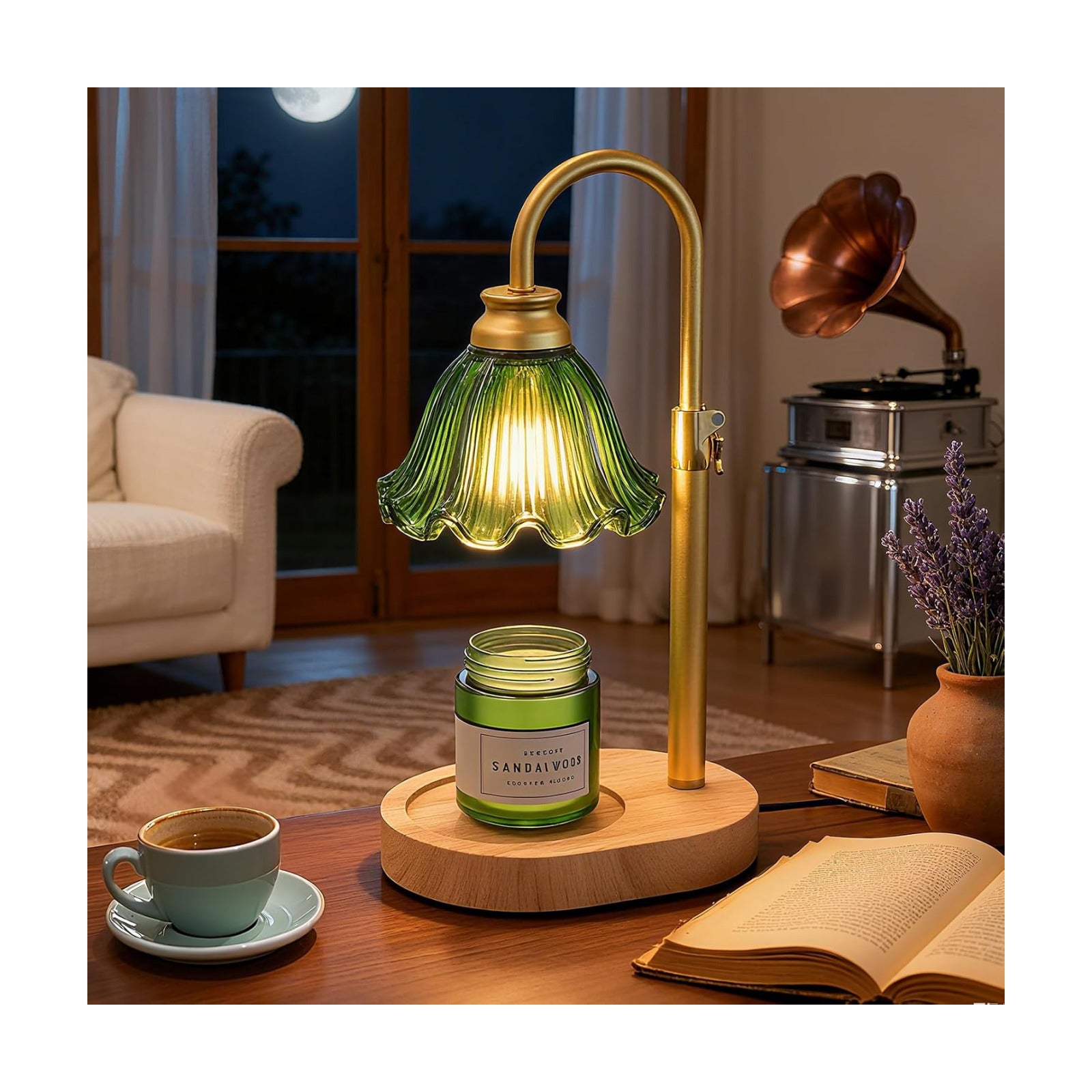 Flower Candle Warmer Lamp with Timer & 4-Level Dimmer, Adjustable Height
