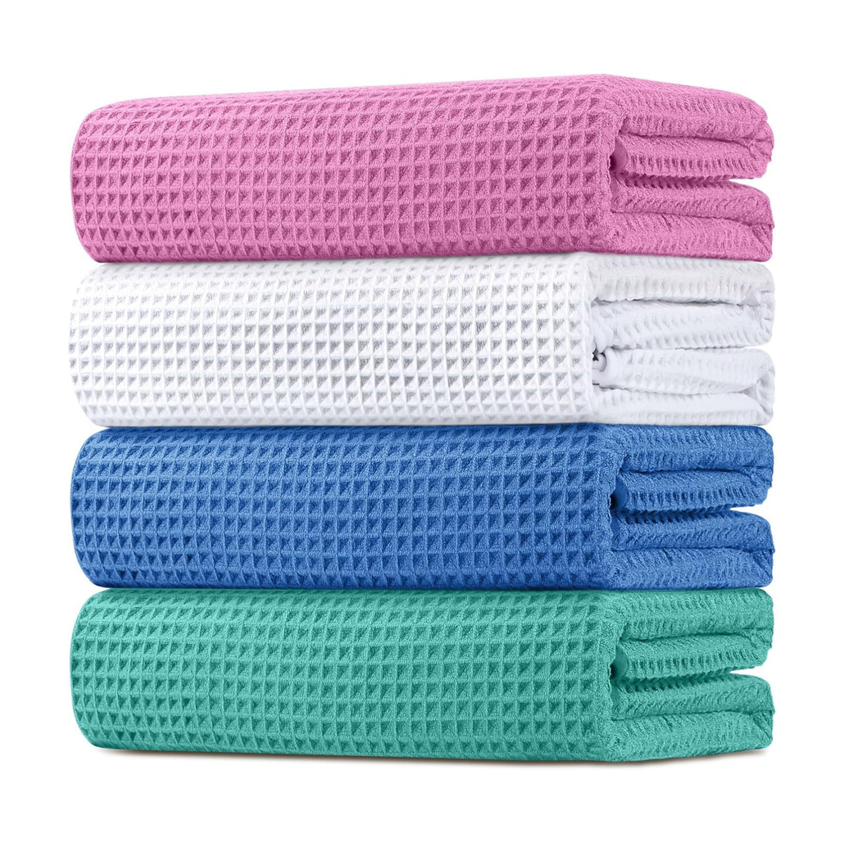 HOMEXCEL Waffle Bath Towels Set of 4 Pack, Waffle Towels for Bathroom | 400GSM Microfiber Waffle Bathroom Towel Set