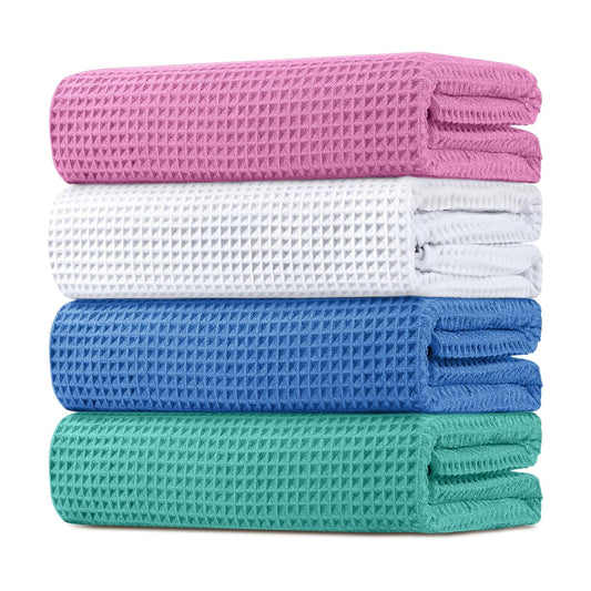 HOMEXCEL Waffle Bath Towels Set of 4 Pack, Waffle Towels for Bathroom | 400GSM Microfiber Waffle Bathroom Towel Set