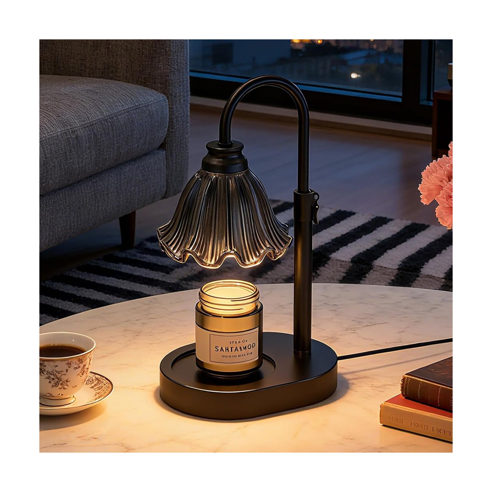 Flower Candle Warmer Lamp with Timer & 4-Level Dimmer, Adjustable Height