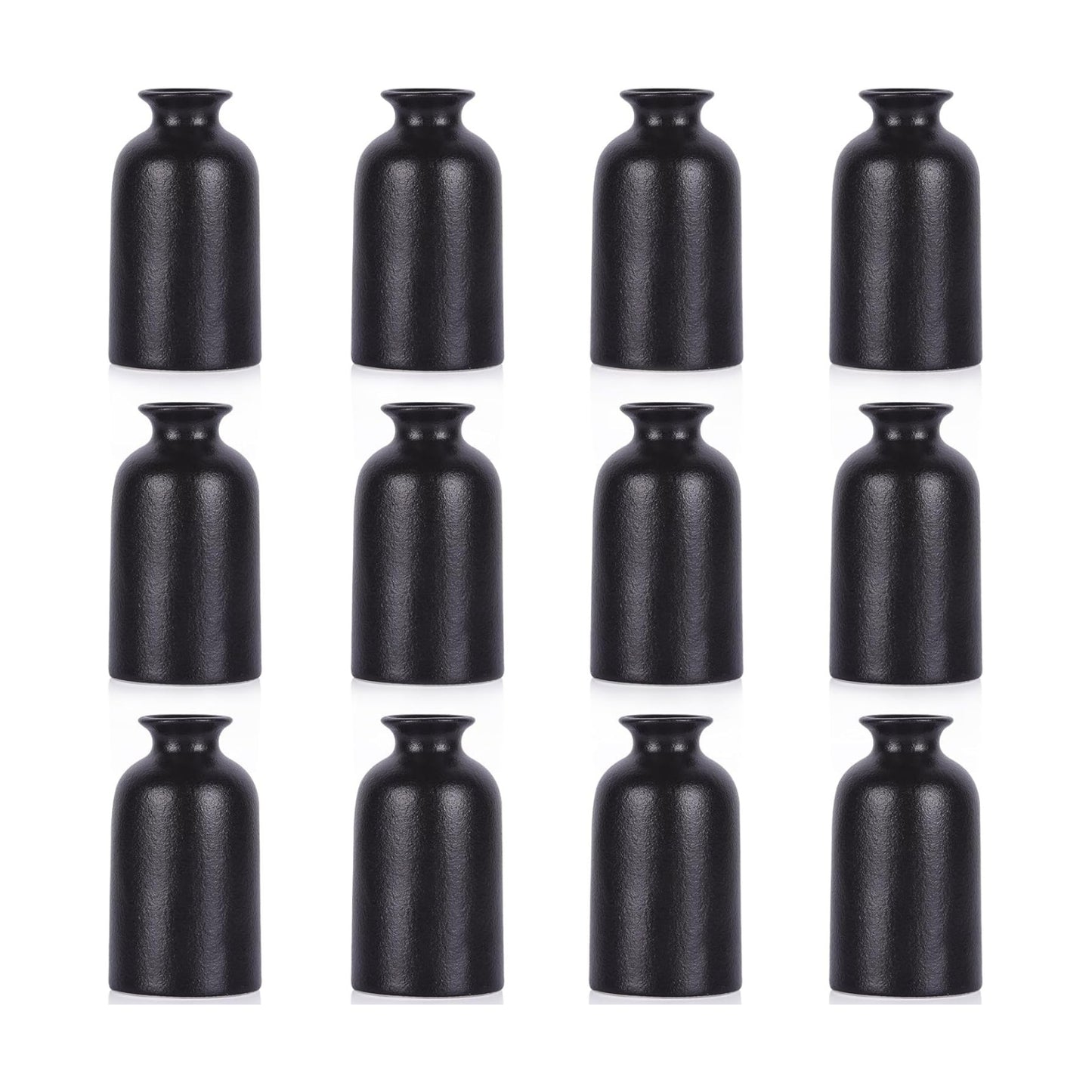 Ceramic Bud Vases for Centerpieces / Black / Set of 12