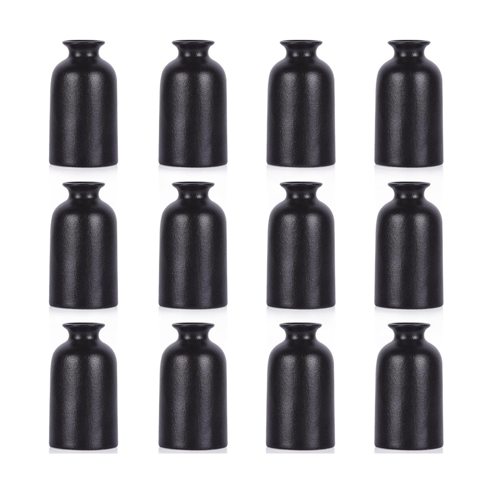 Ceramic Bud Vases for Centerpieces / Black / Set of 12