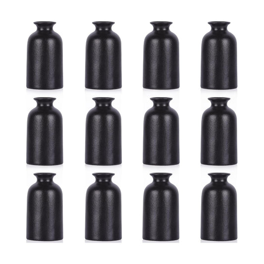 Ceramic Bud Vases for Centerpieces / Black / Set of 12
