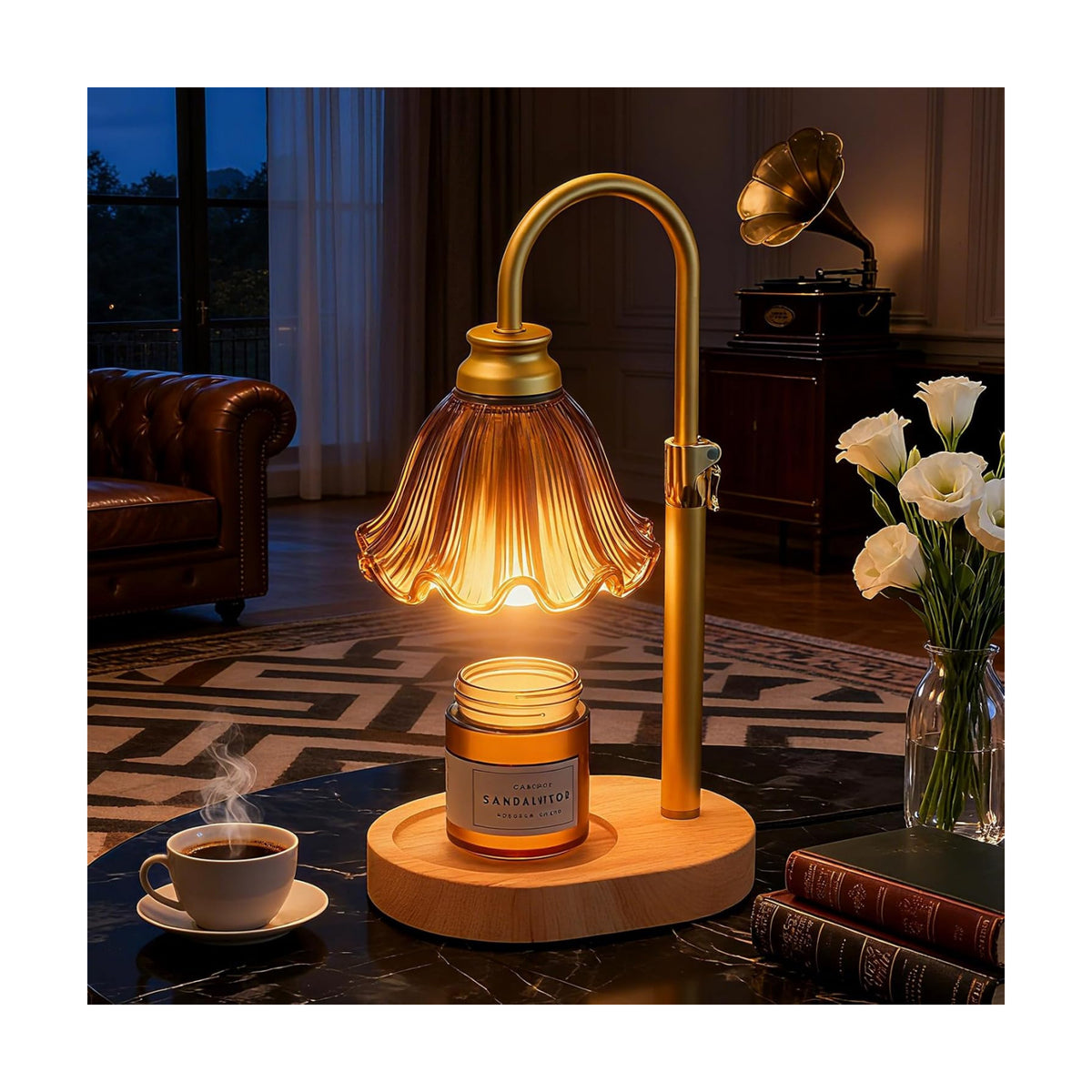 Flower Candle Warmer Lamp with Timer & 4-Level Dimmer, Adjustable Height | Flameless Electric Wax Warmer for Jar