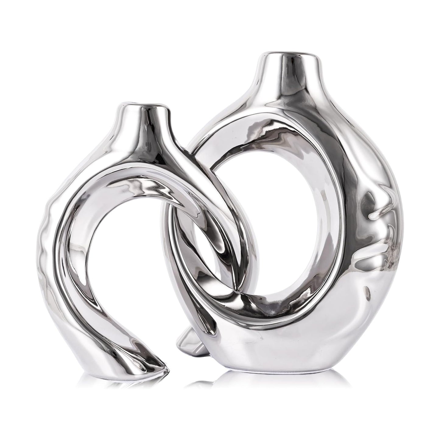 Round Boho Vase for Pampas Grass / Silver1 / Set of 2