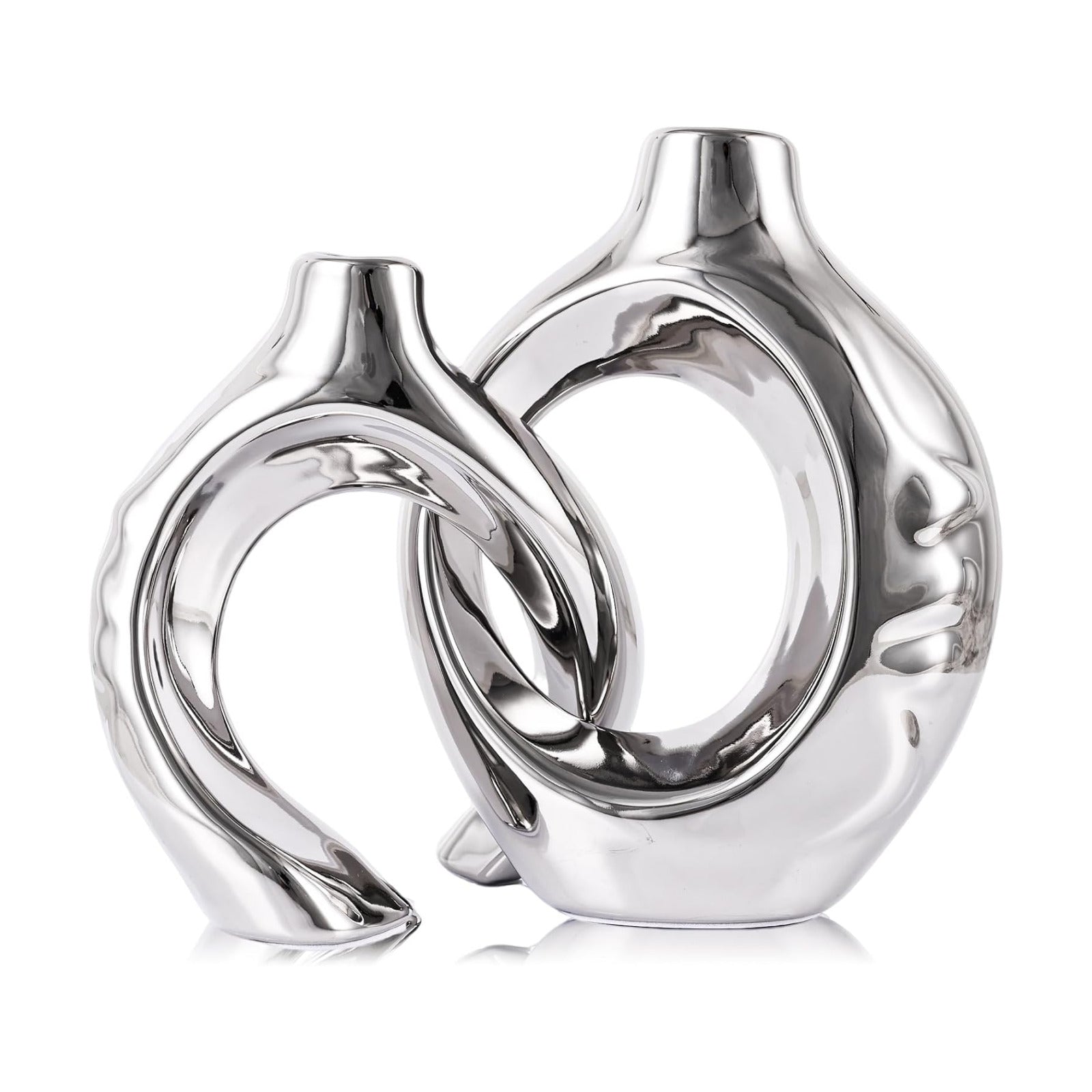 Round Boho Vase for Pampas Grass / Silver1 / Set of 2