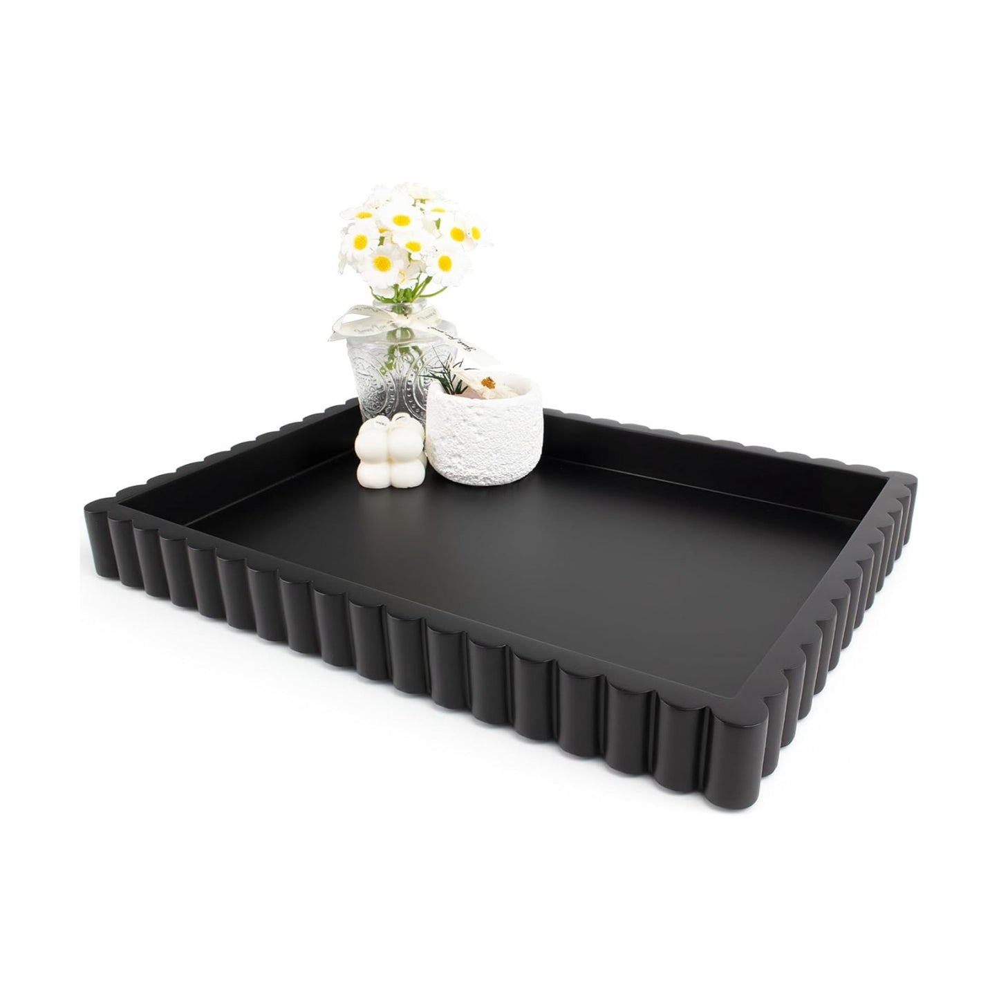 Scalloped Coffee Table Tray / Black