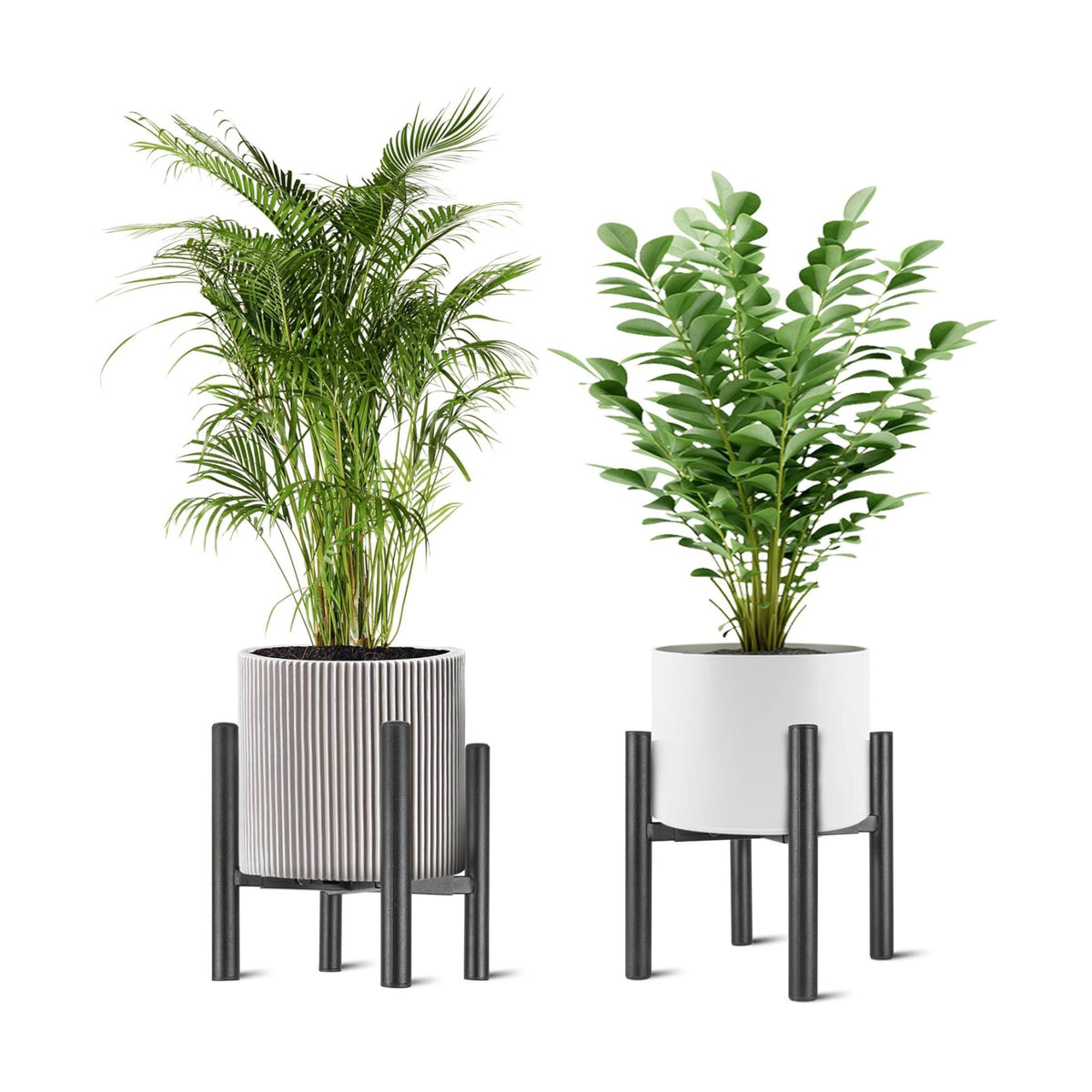 NSYOOMH 2PCS Adjustable Metal Plant Stand Black, Fits 8-13 Inch Heavy Duty Flower Pots Holder - Floor Single Plant
