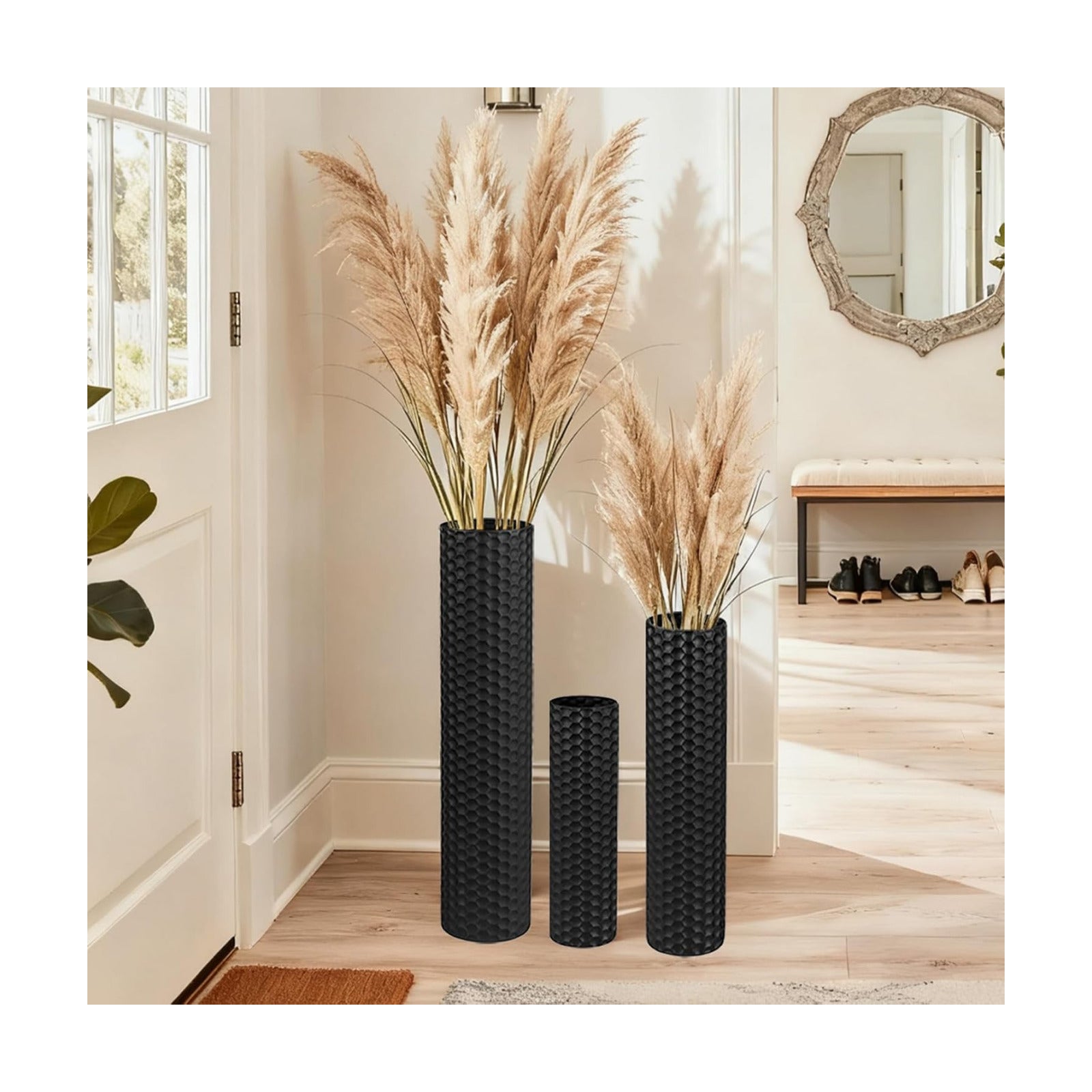 Extra Large Metal Decorative Vases / Black / Set of 3