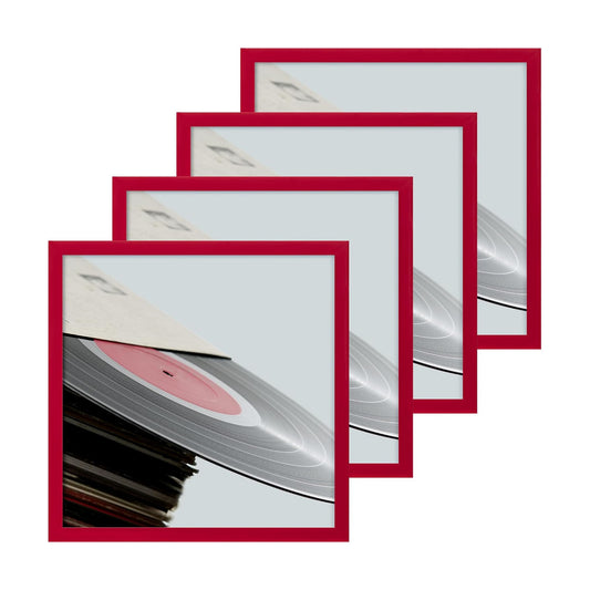 eletecpro Vinyl Record Frame, 12.5 x 12.5 in, Dark Red, 4 Pack | Fits 12x12 LP and Album Cover, Easy Wall Mount