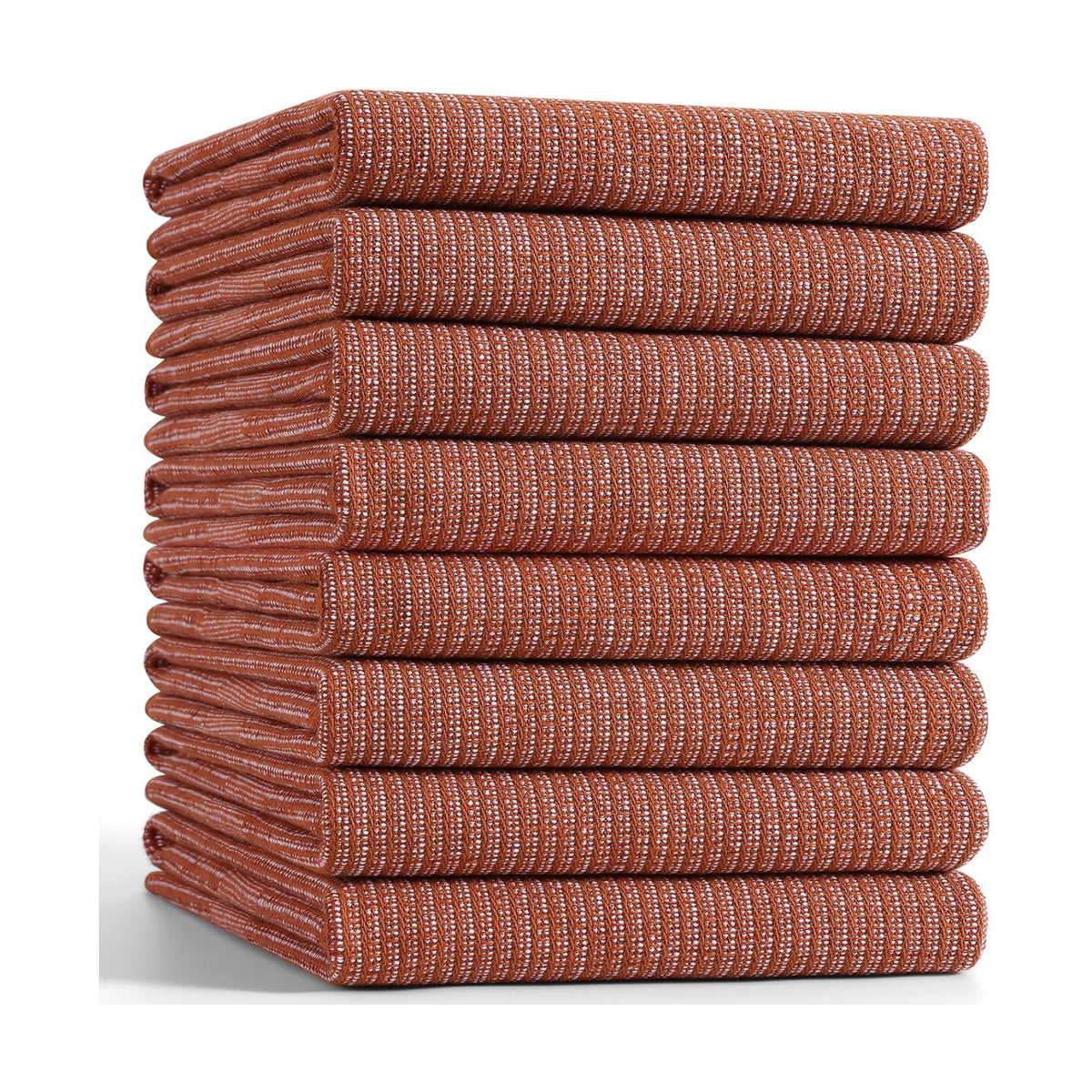 Mordimy Premium Large Cotton Kitchen Towels (18"x 28", 8 Pack), Rust | 100% Ring Spun Cotton, Super Absorbent, 380 GSM