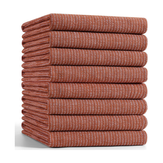 Mordimy Premium Large Cotton Kitchen Towels (18"x 28", 8 Pack), Rust | 100% Ring Spun Cotton, Super Absorbent, 380 GSM
