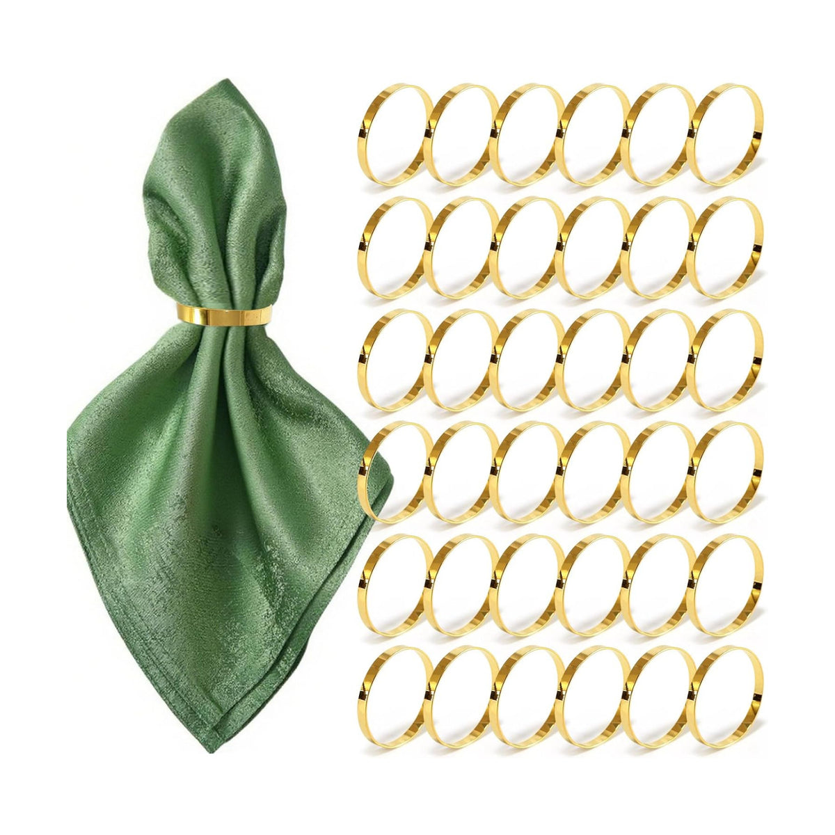 100 Pcs Gold Napkin Rings Bulk, Exquisite Round Napkin Ring Buckles, Suitable for Family Dinners, Weddings, Holiday