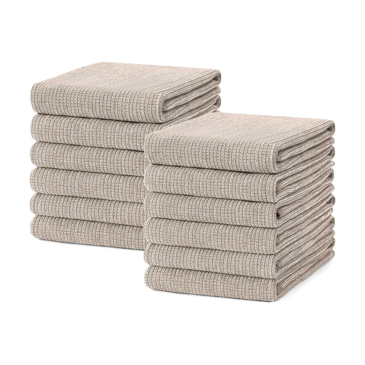 Mordimy Premium Large Cotton Kitchen Towels (18"x 28", 12 Pack), Khaki | 100% Ring Spun Cotton, Super Absorbent, 380