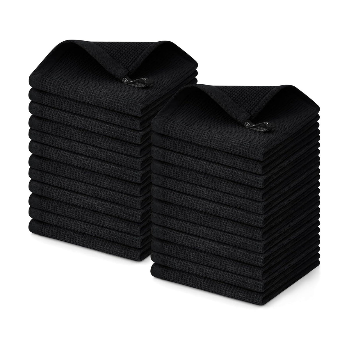 Homaxy 100% Cotton Waffle Weave Dish Cloths, 24 Pack, Black | Soft and Absorbent Dish Towels, 12 x 12 Inches Quick Dry