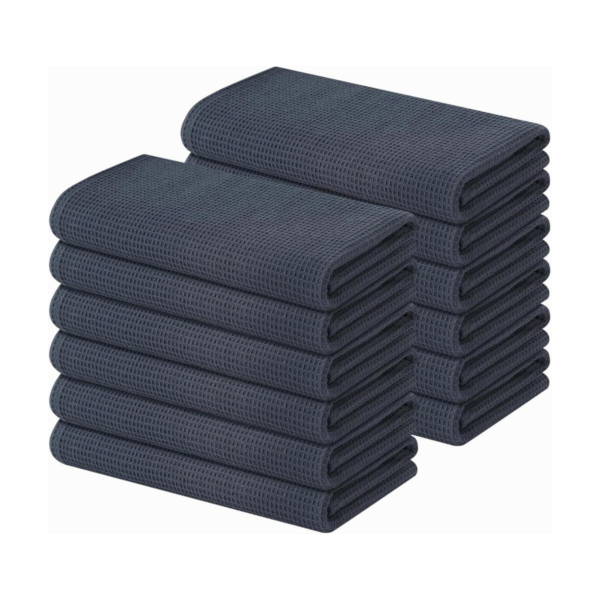 Homaxy 100% Cotton Waffle Weave Kitchen Towels, 12 Pack, Dark Grey | Soft and Absorbent Dish Towels, 16 x 26 Inches