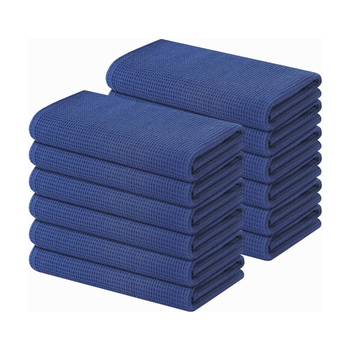 Homaxy 100% Cotton Waffle Weave Kitchen Towels, 12 Pack, Navy Blue | Soft and Absorbent Dish Towels, 16 x 26 Inches