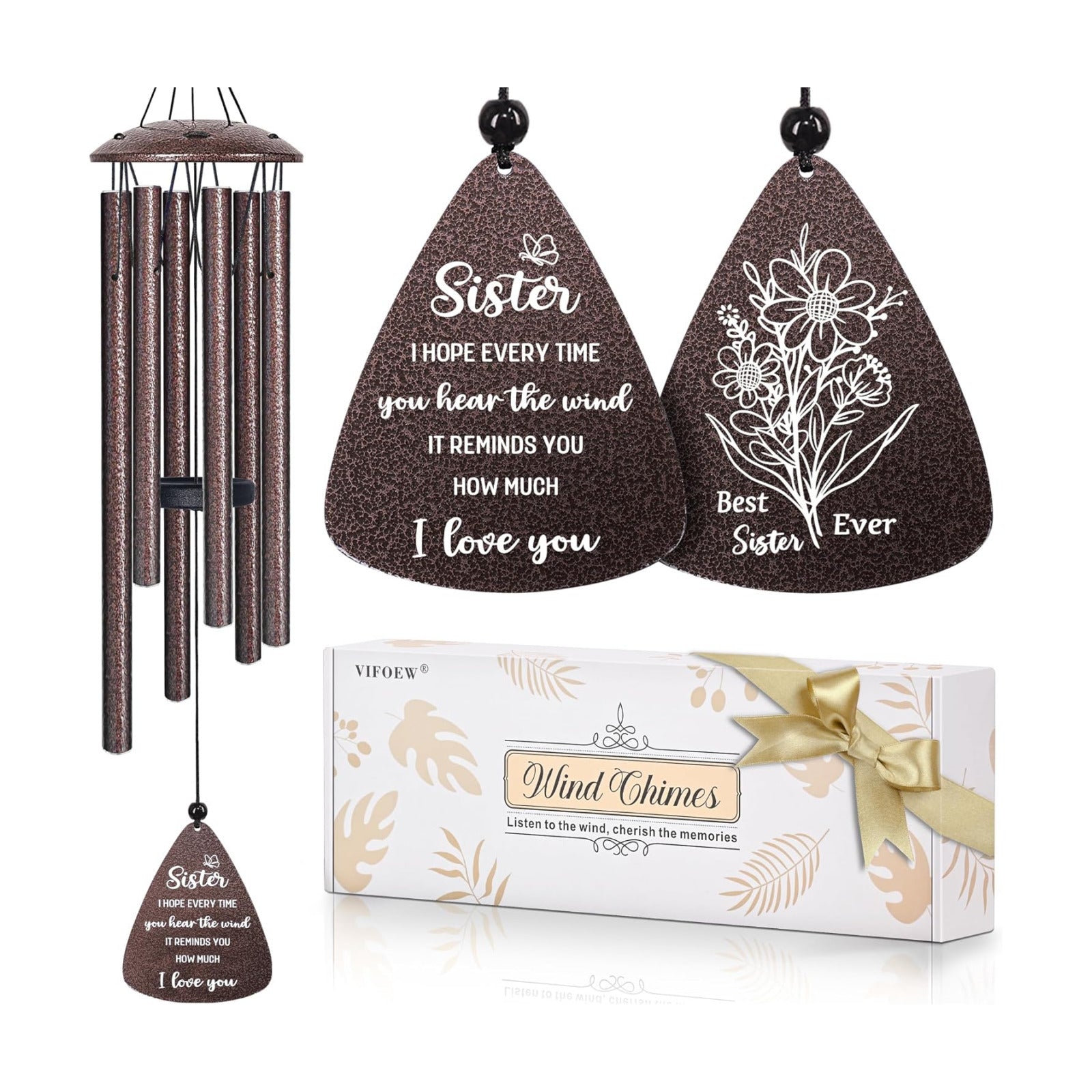 Sister Gifts, 32" Bronze Wind Chimes, Sister's Birthday Gifts from Sisters