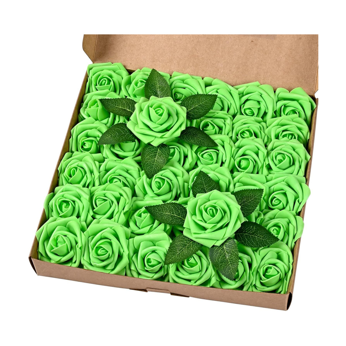 BLEUM CADE 36Pcs Artificial Flowers Fake Foam Roses with Stems for Wedding