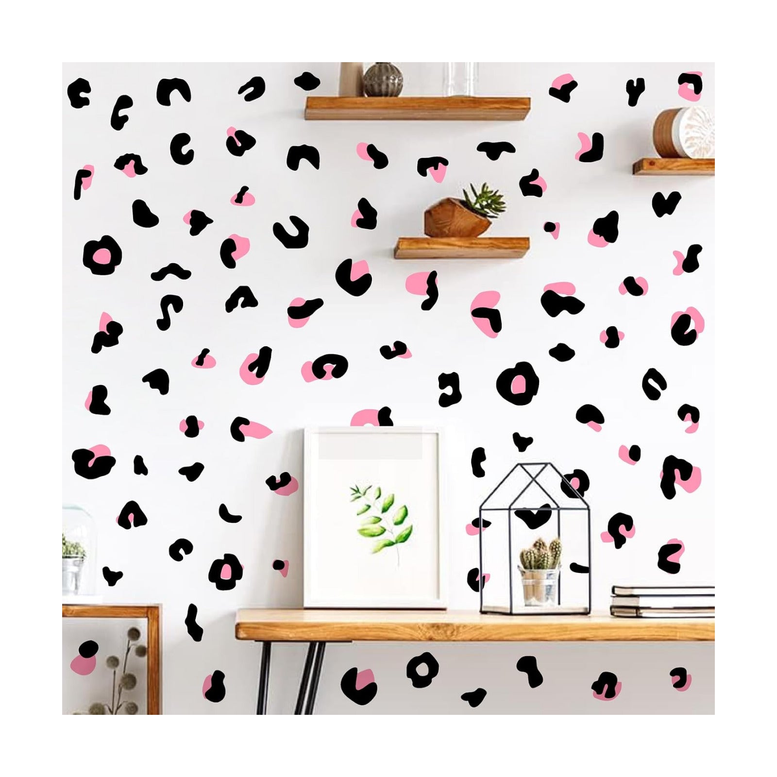 Leopard Print Wall Decals Peel and Stick Cheetah Pattern Sticker Animal Prints / Leopard Dot / Black