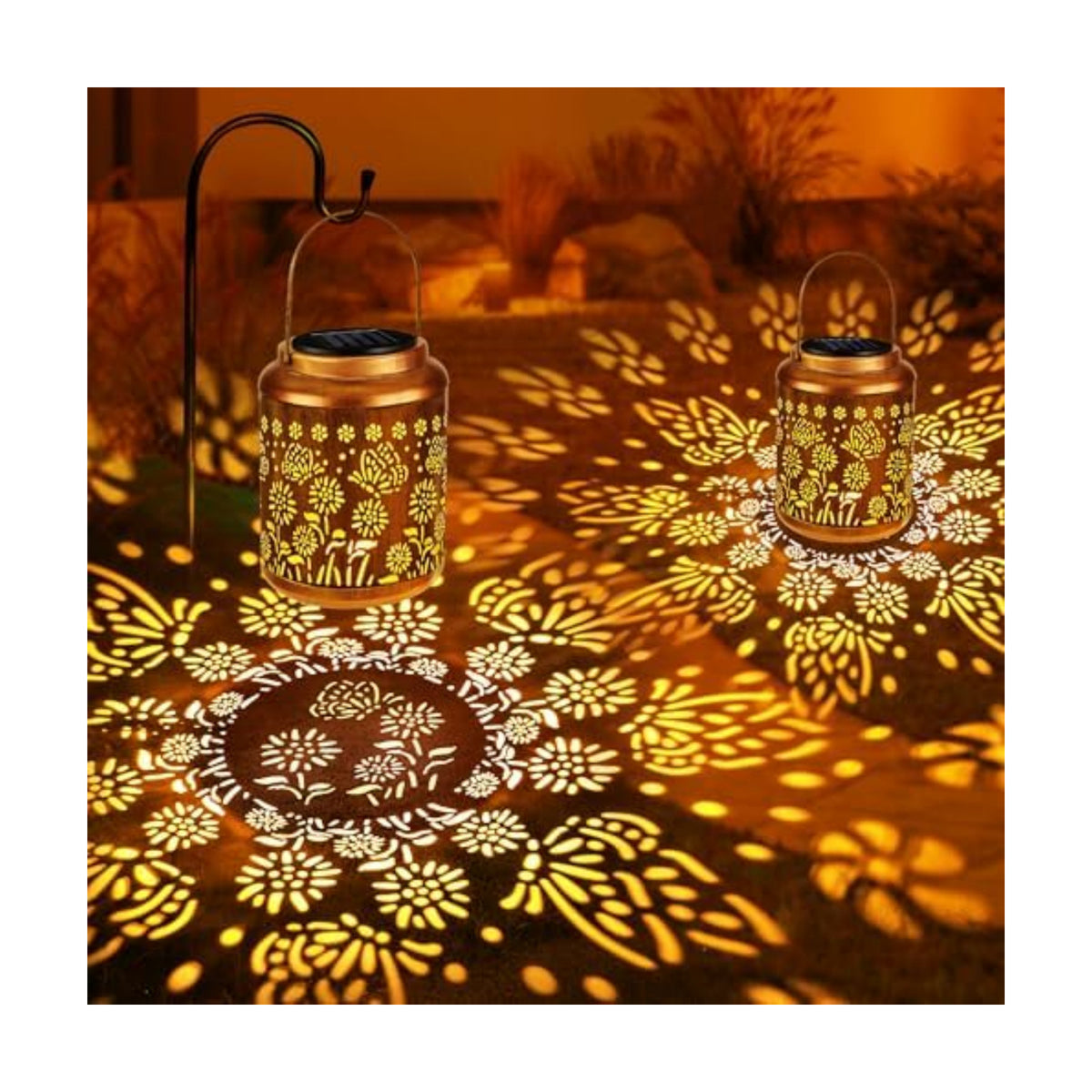 Brizled Butterfly Solar Lantern Lights 2 Pack, Warm White Christmas/Birthday Gift for Women Mom Grandma, Waterproof Hanging Solar Butterfly Lights, LED Lanterns for Garden Patio Path Tabletop Decor