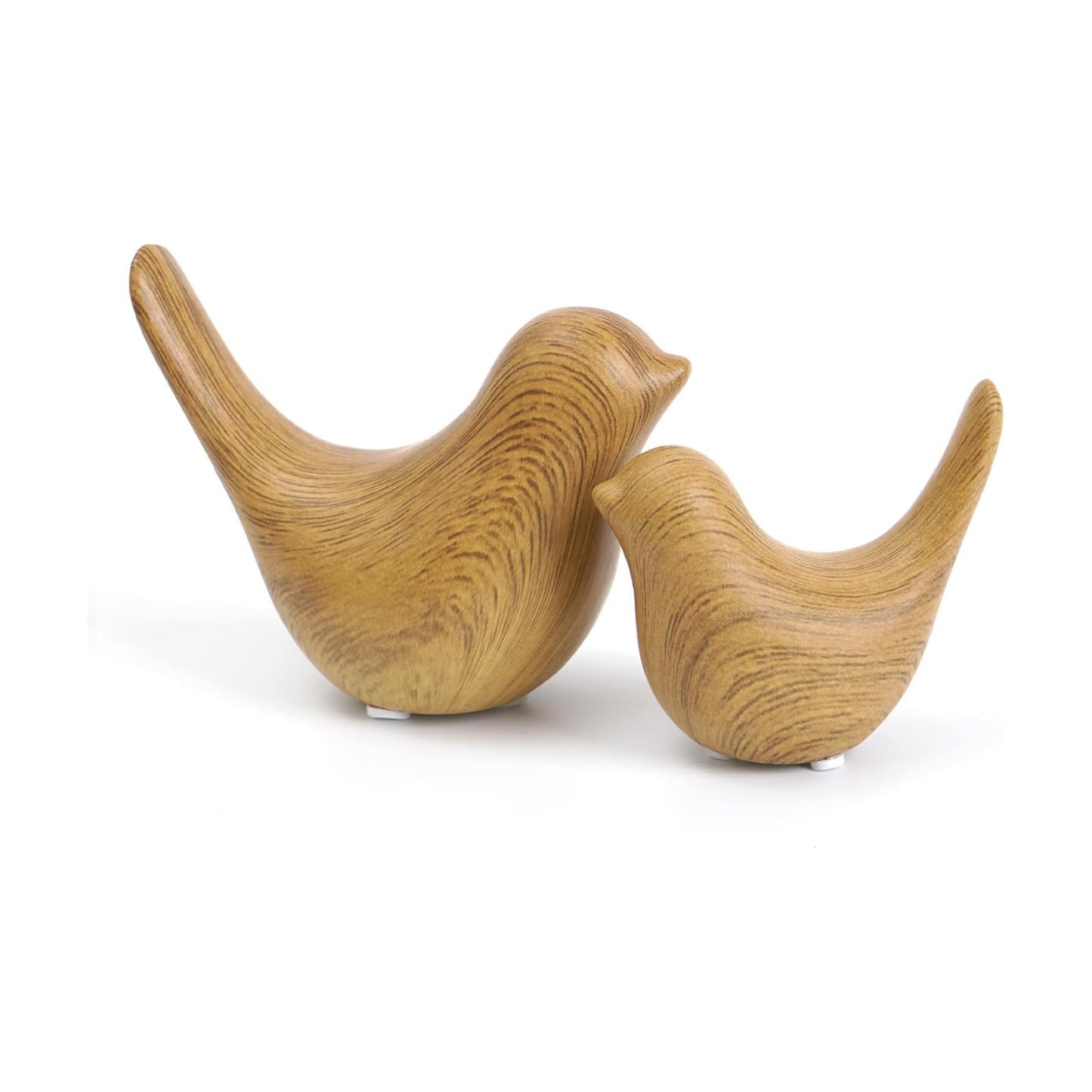 Wood Look Ceramic Birds Statues Home Decor Modern Style Decorative Ornaments / Wood-look / Set of 2