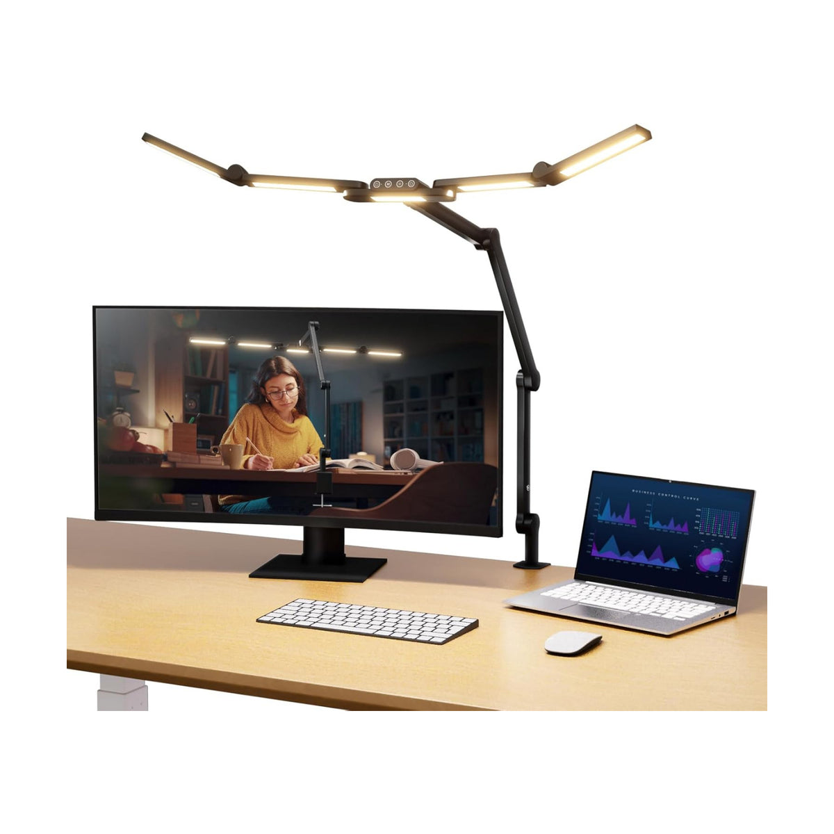 NEEWER Basics 32.5" Clip On Desktop LED Light for Home Office, 23W LED Dimmable Architect Lamp with Table Desk Clamp, 5