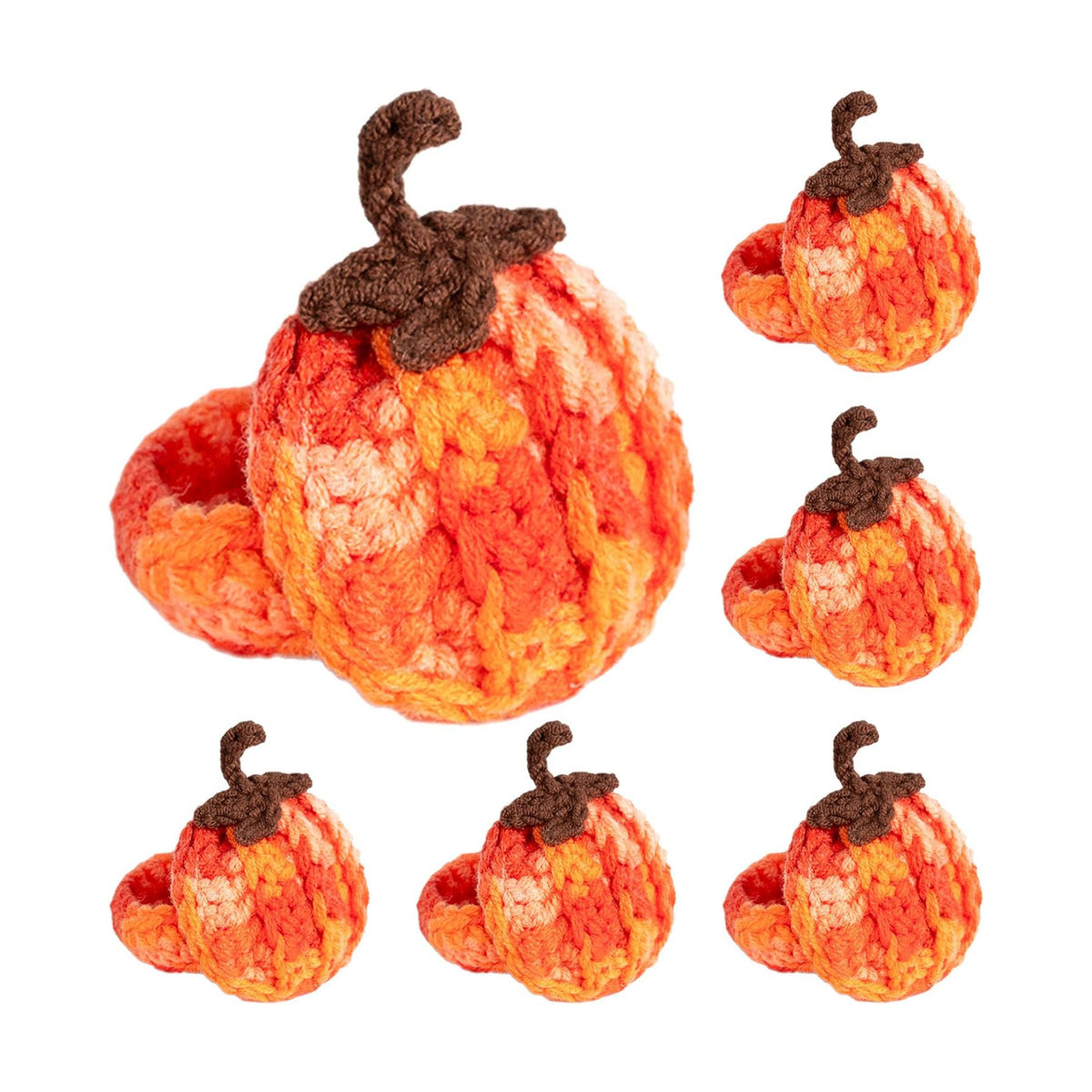 Set of 6 Pumpkin Napkin Rings, Fall Napkin Rings Thanksgiving Halloween Napkin Ring Holder, Handcrafted Crochet Napkin Holders for Thanksgiving Dinner Table Décor (6, Gradient)