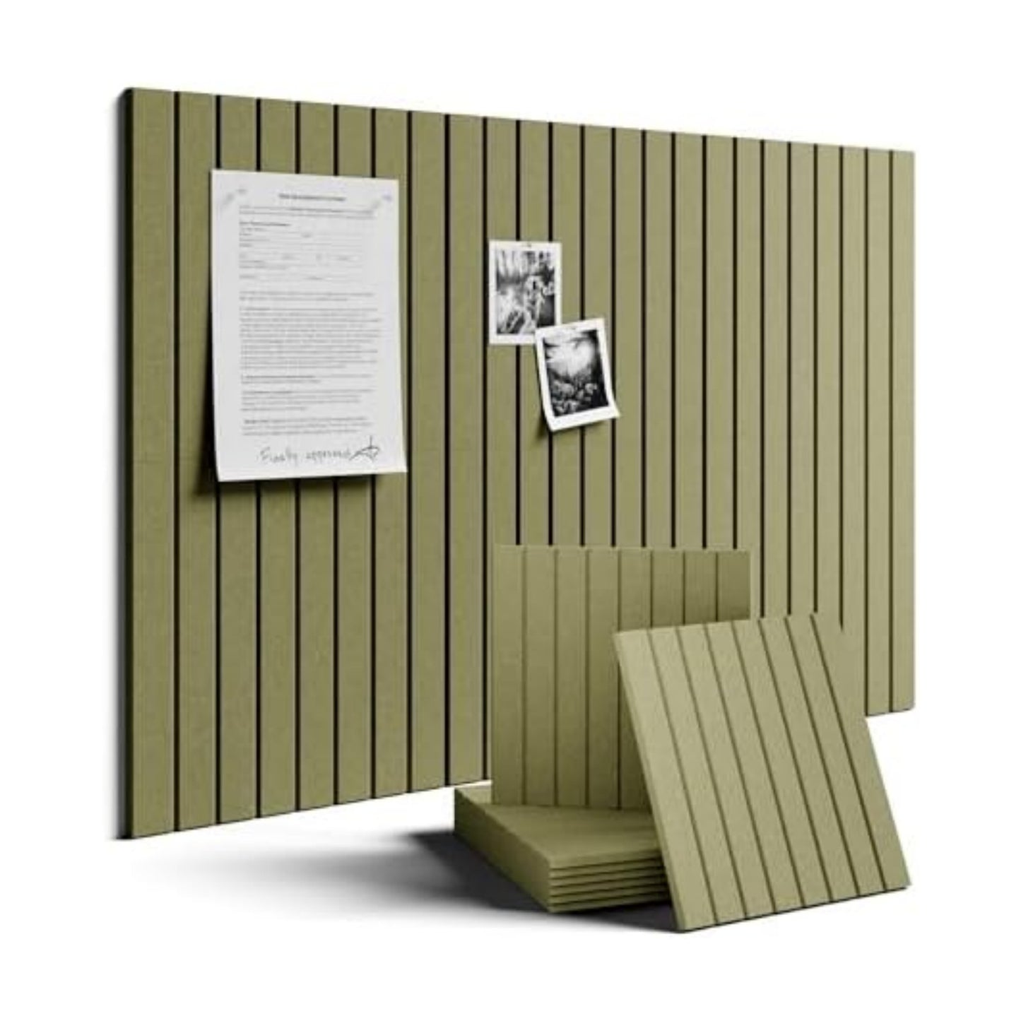 Fluxynara 36" x 24" Large Felt Bulletin Board, Olive Green