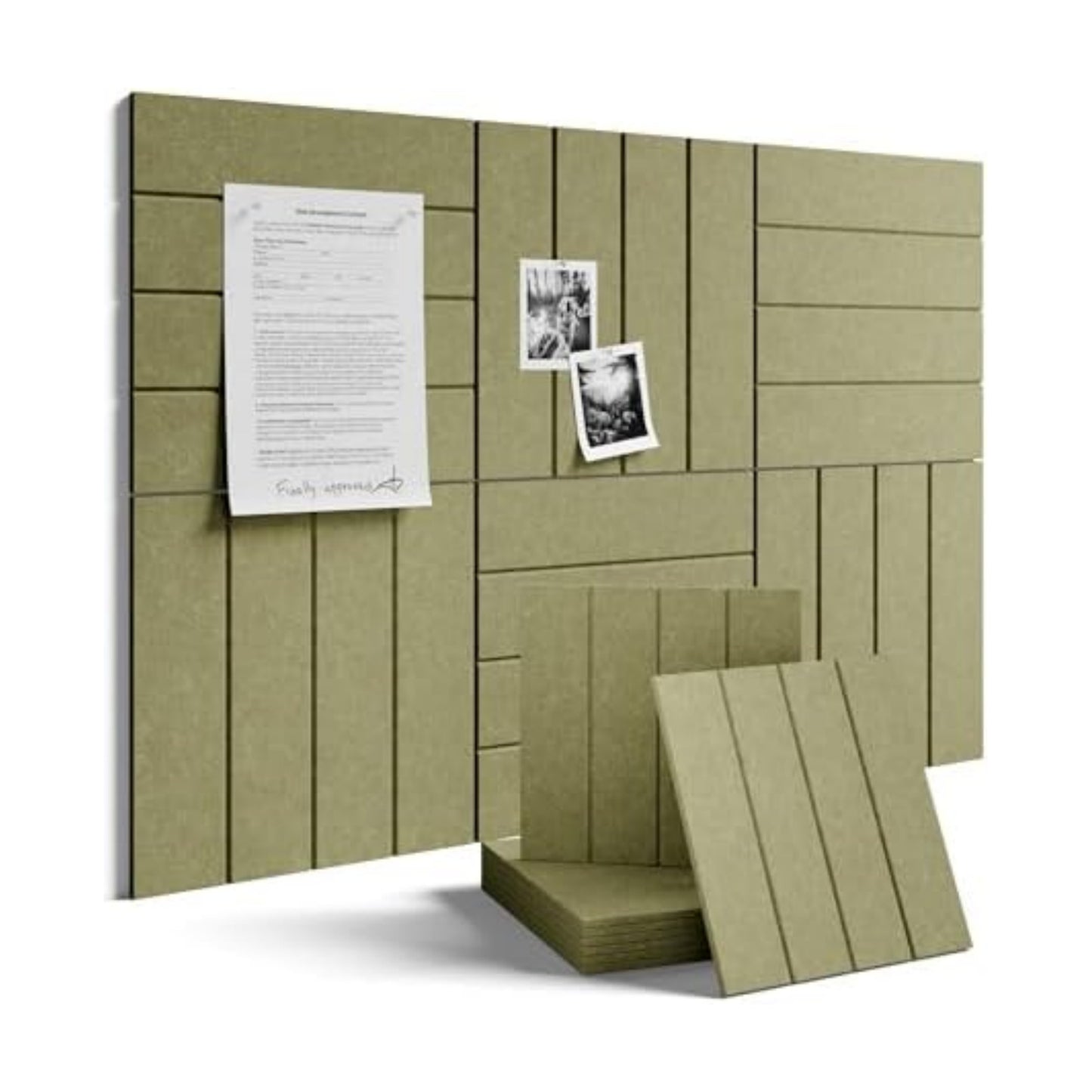 Fluxynara 36" x 24" Large Felt Bulletin Board, Olive Green