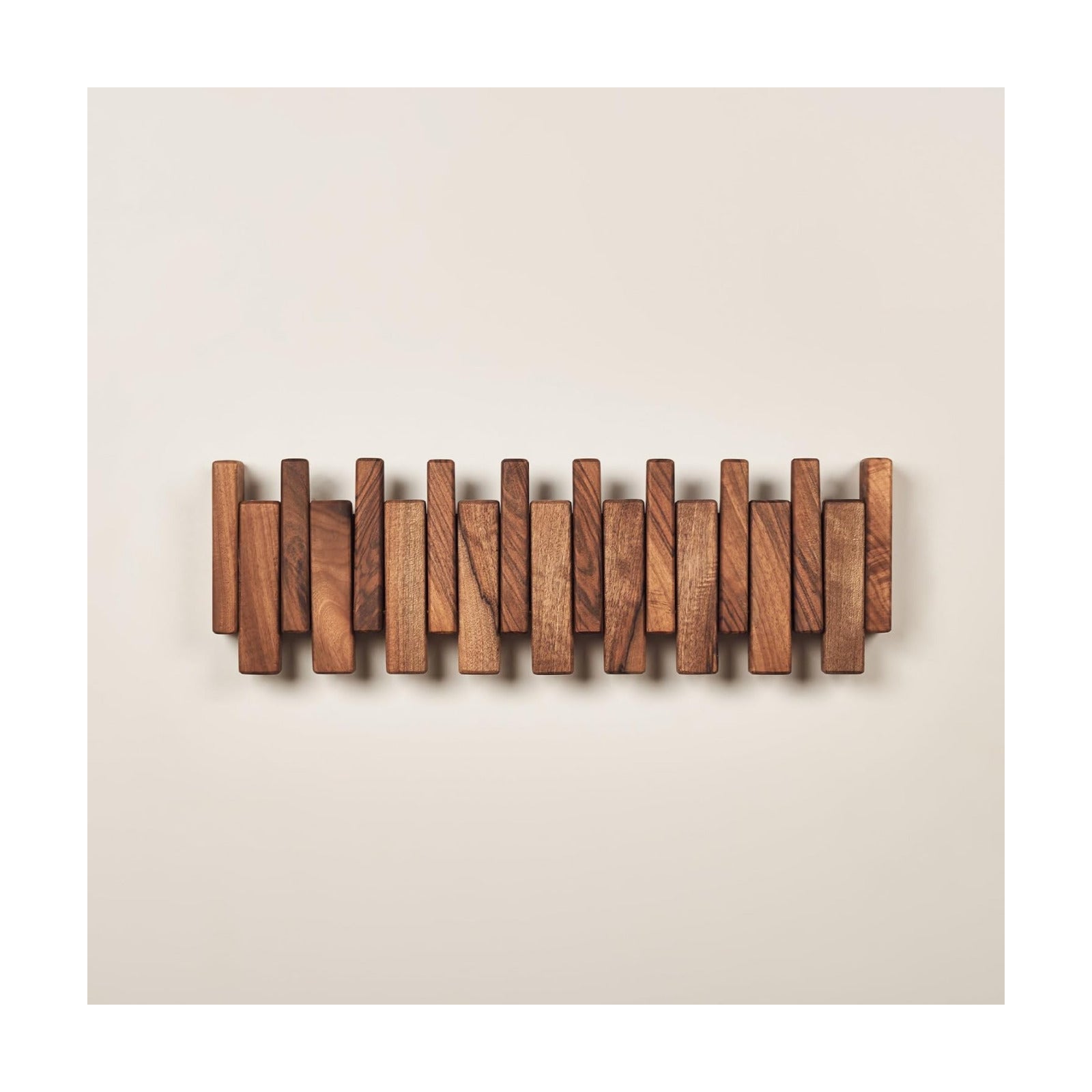 Solid Walnut Piano Key Coat Rack / Walnut-regular-natural / 10 Hooks