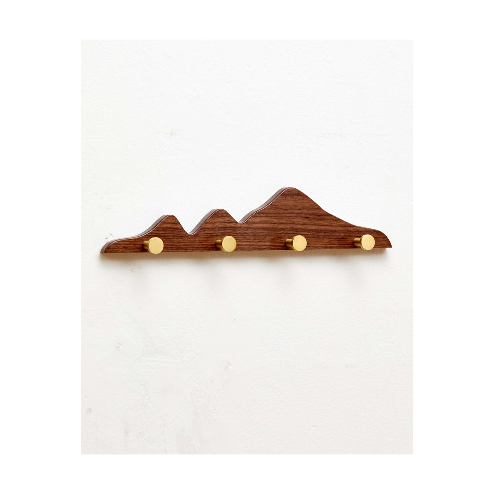 Wooden Coat Rack / 4 Hooks / Gold