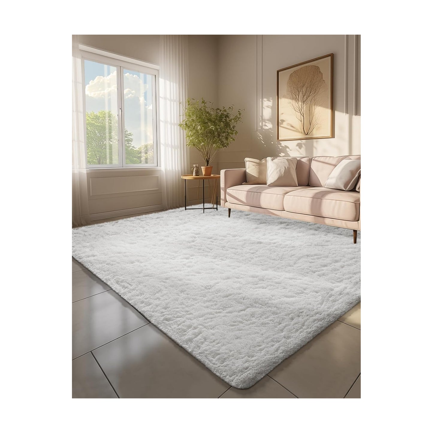 Ophanie 6x9 White Rugs for Living Room,Large Fluffy Shag Fuzzy Plush Soft Living Room Area Rugs,Floor Shaggy Carpets
