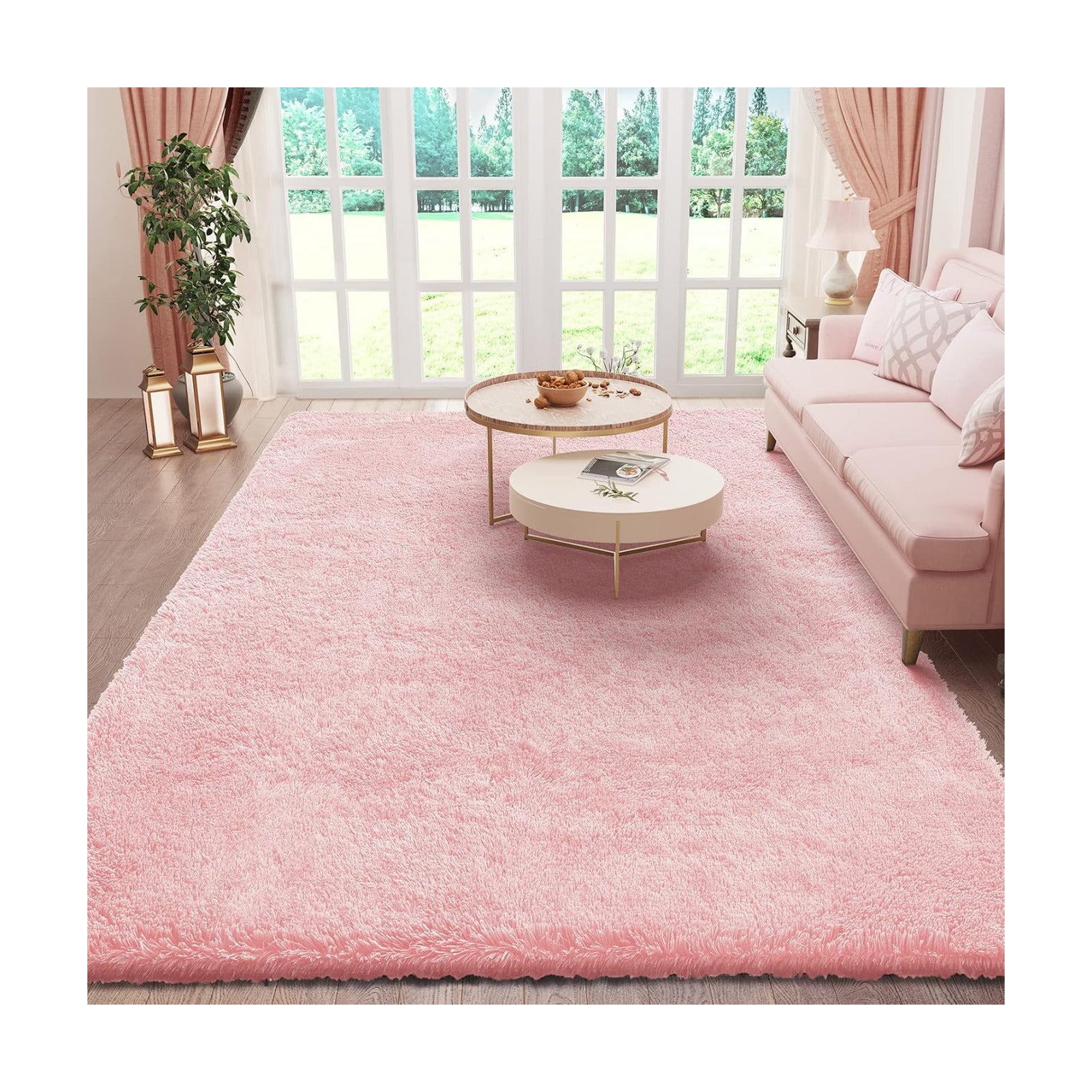 Ophanie Pink Area Rugs for Bedroom Girls, 6x9 Kids Fluffy Fuzzy Furry Shag Carpet, Plush Soft Cute Baby Shaggy Bedside