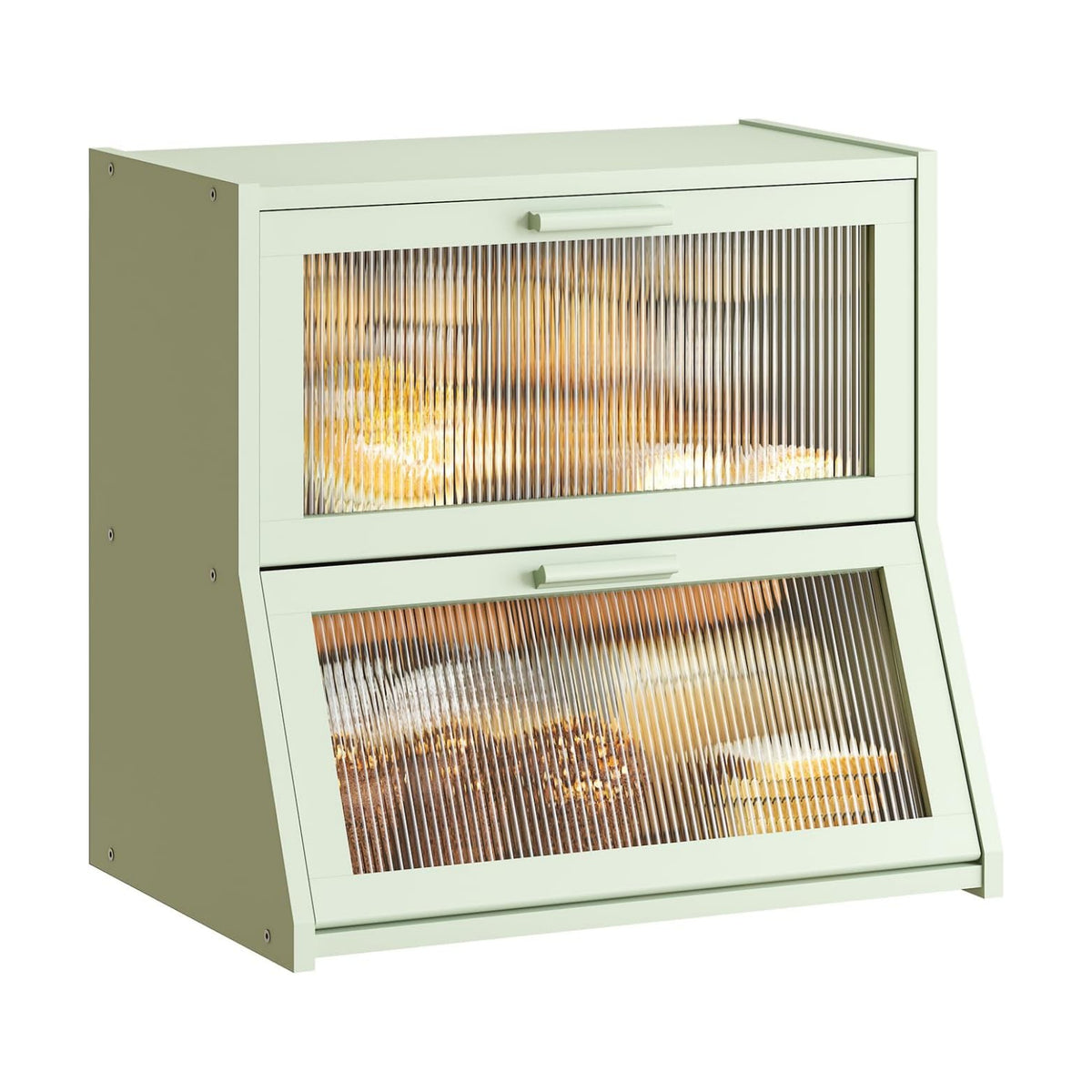 GHWIE Double Layer Bamboo Bread Box for Kitchen Counter,Large Capacity Bread Storage Bin,Bread Container with Acrylic