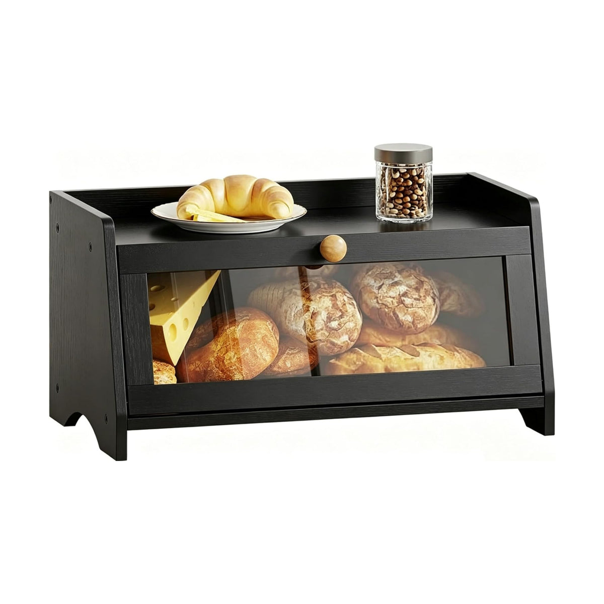 BAMBANG Bread Box for Kitchen Countertop, Bamboo Bread Box for Homemade Bread, Wooden Farmhouse Bread Storage