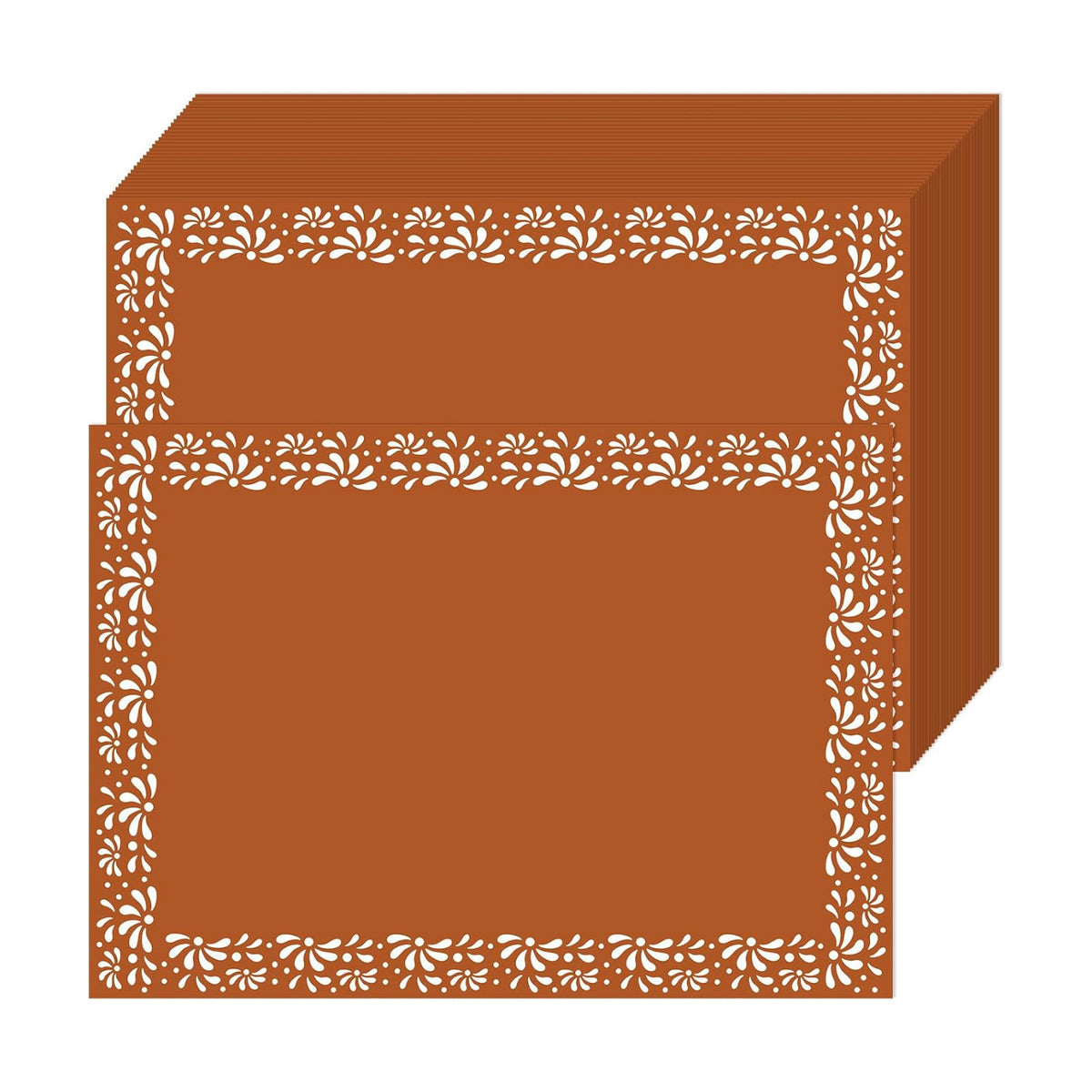 Whaline 50Pcs Cielito Lindo Paper Placemats Mexican Fiesta Brown Dinner Mats Disposable Rectangle Table Mats for Cinco De Mayo Party Table Setting