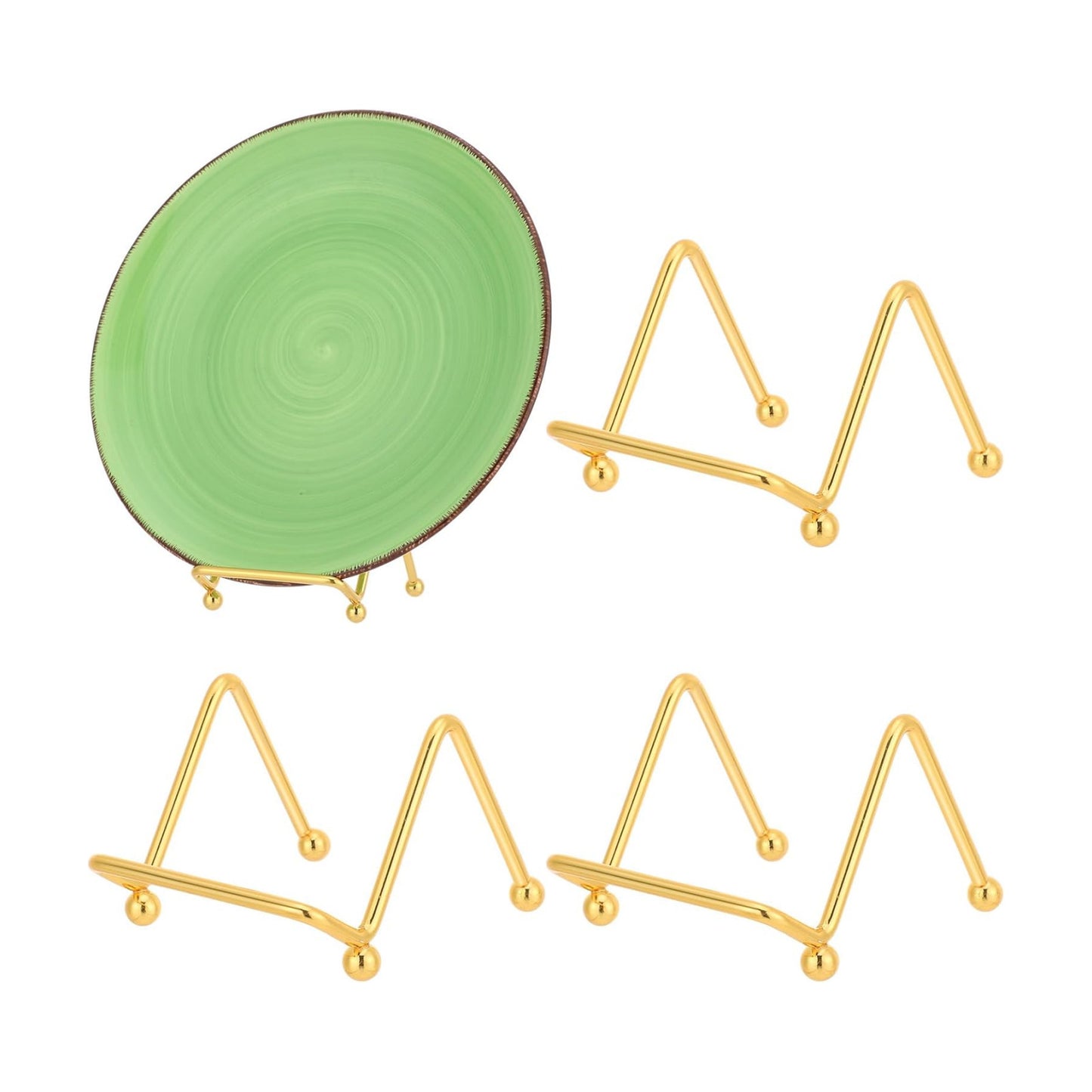 Small Plate Holder Display Stands Mini Metal Frame Stand for Picture / 2 Inch / Gold / Set of 4
