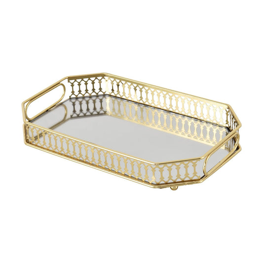 Vintage Mirrored Vanity Mirror Tray Decorative Perfume and Makeup Organizer / Gold