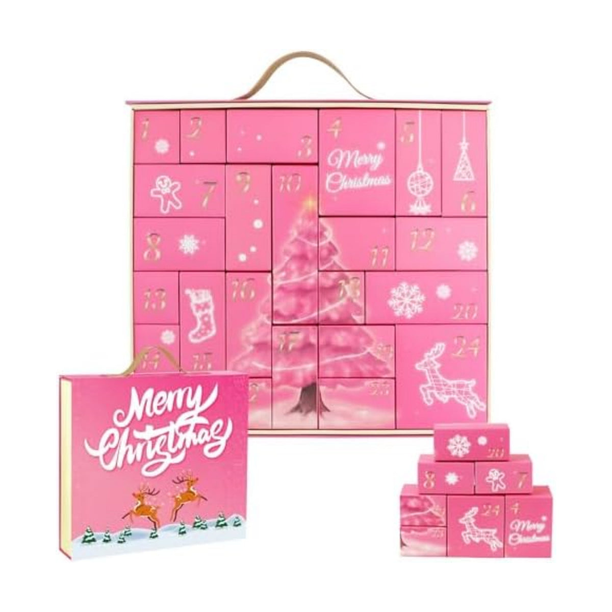 Christmas Advent Calendar, Empty Advent Calendar to Till Yourself, 24 Days Christmas Countdown Advent Calendar, Reusable Countdow Boxes, Xmas Gifts for Boys Girls Teens Adults