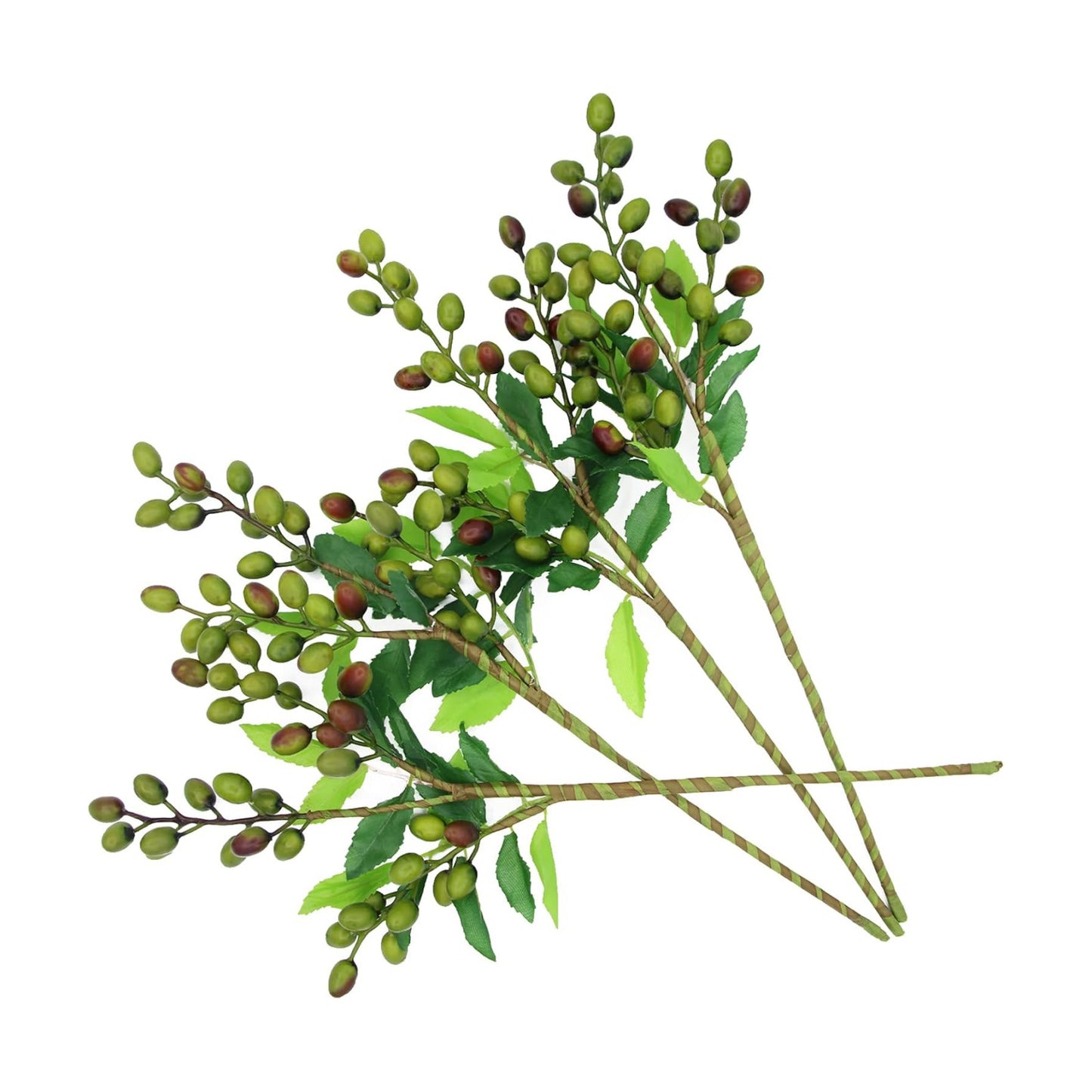 Artificial Greenery Faux Olive Berry Stems Fake Berries Branches Artificial Olive / Green / Set of 4